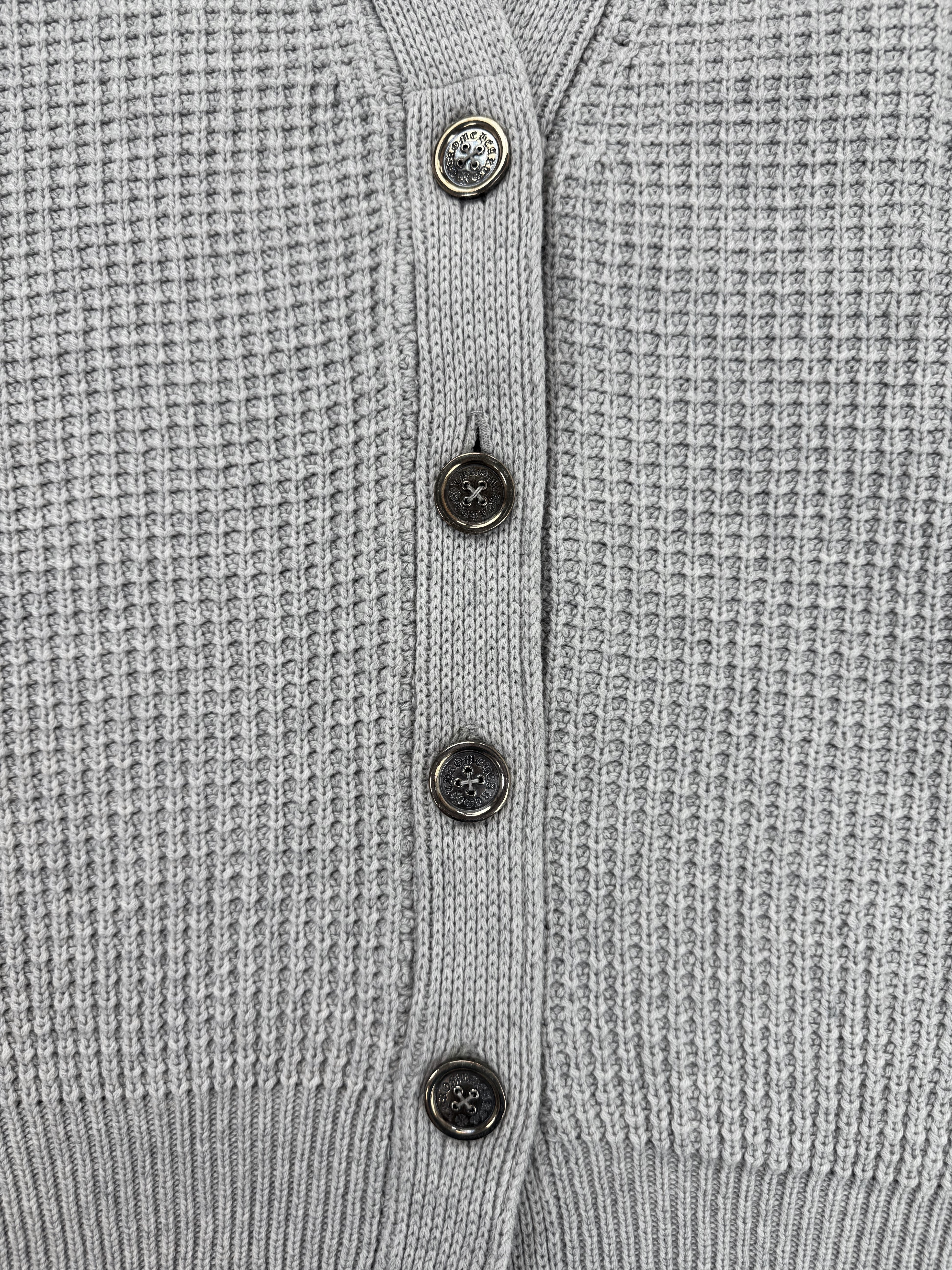 Chrome Hearts Hit &amp; Run Cross Patch Heavy Weight Grey Knit Cardigan Sweater