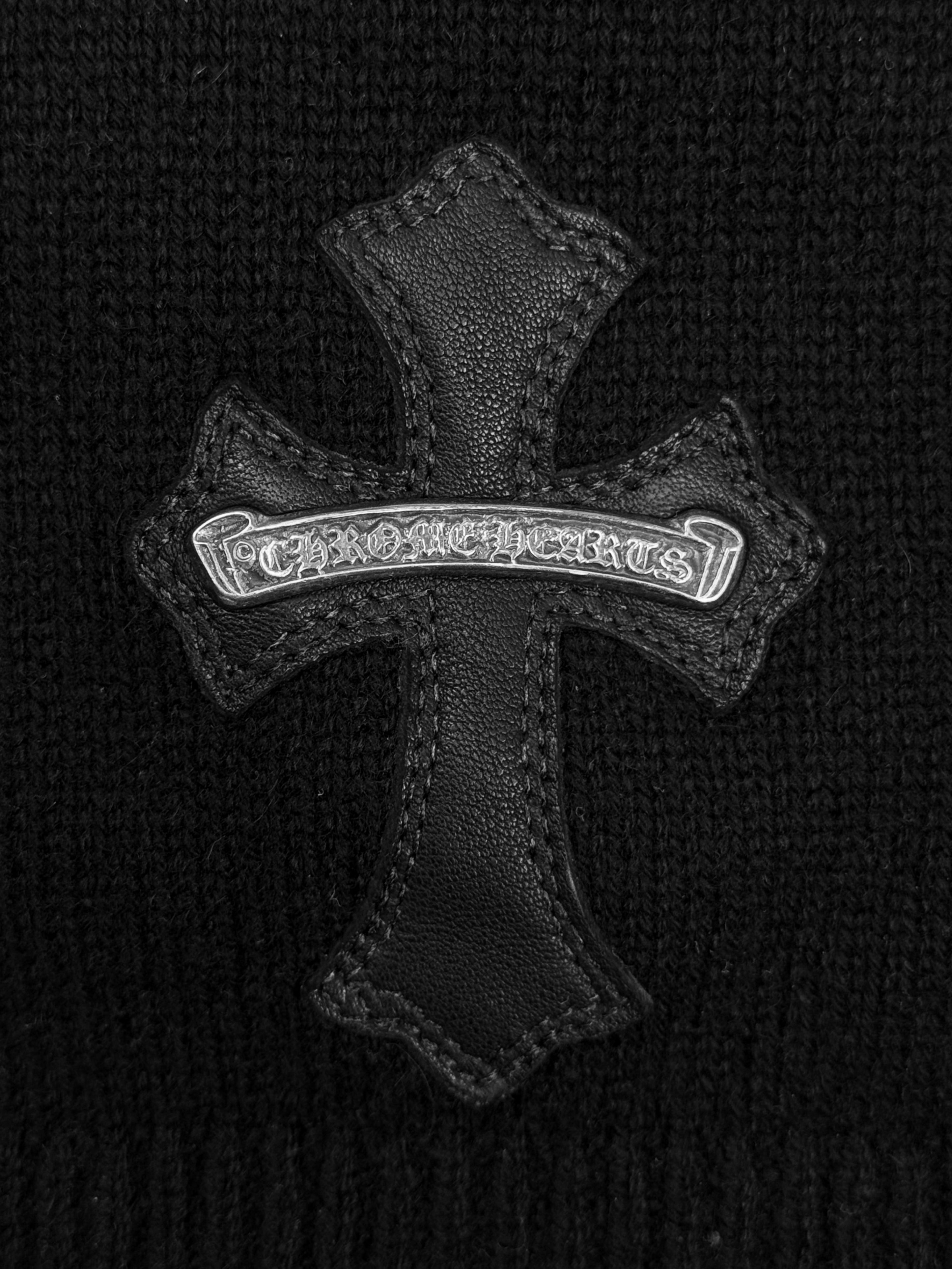 Chrome Hearts Cashmere Triple Cross Patch Scroll Logo Hoodie