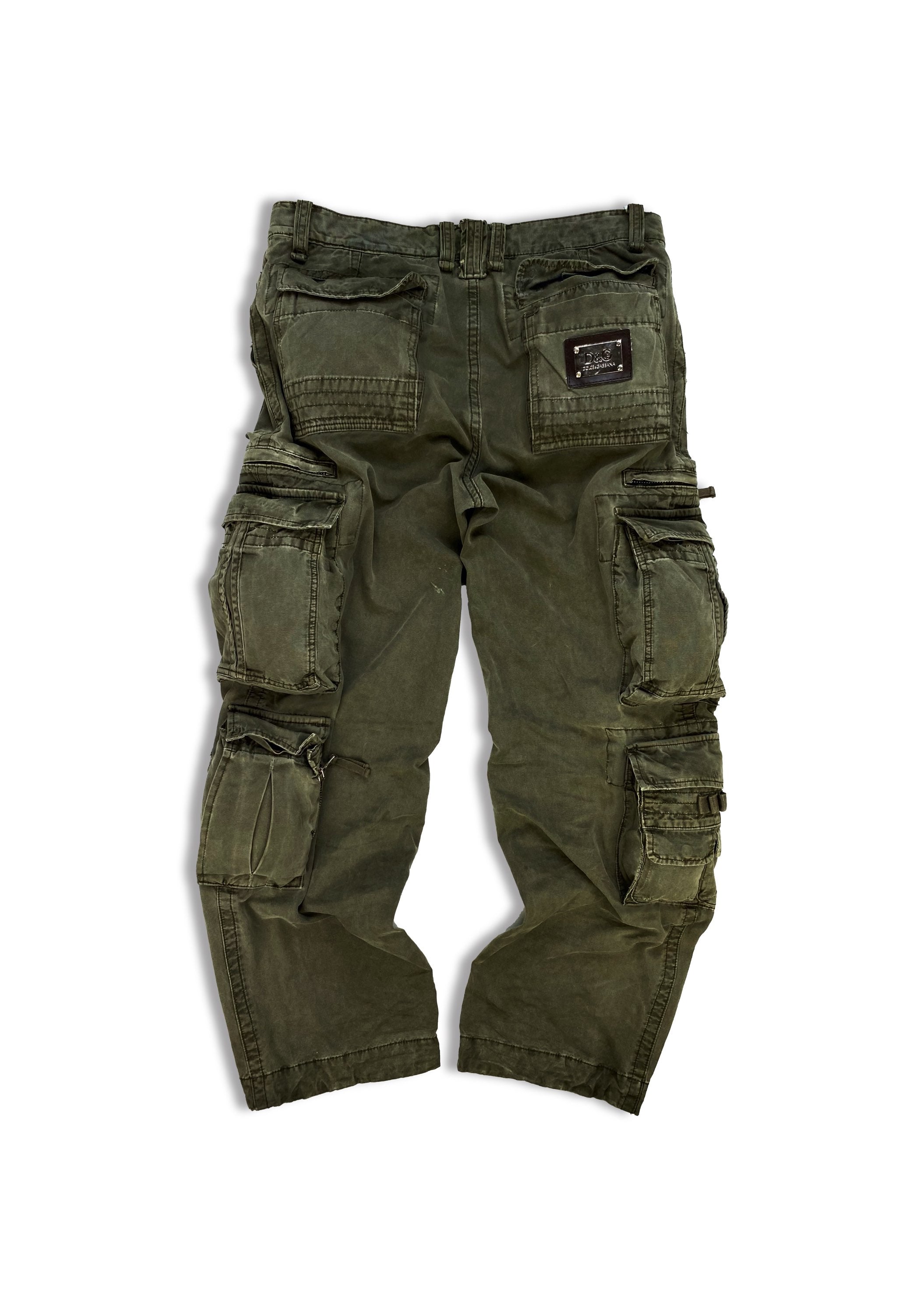 AW05 Dolce & Gabbana Olive 3D Multi Pocket Reinforced Cargo Pants