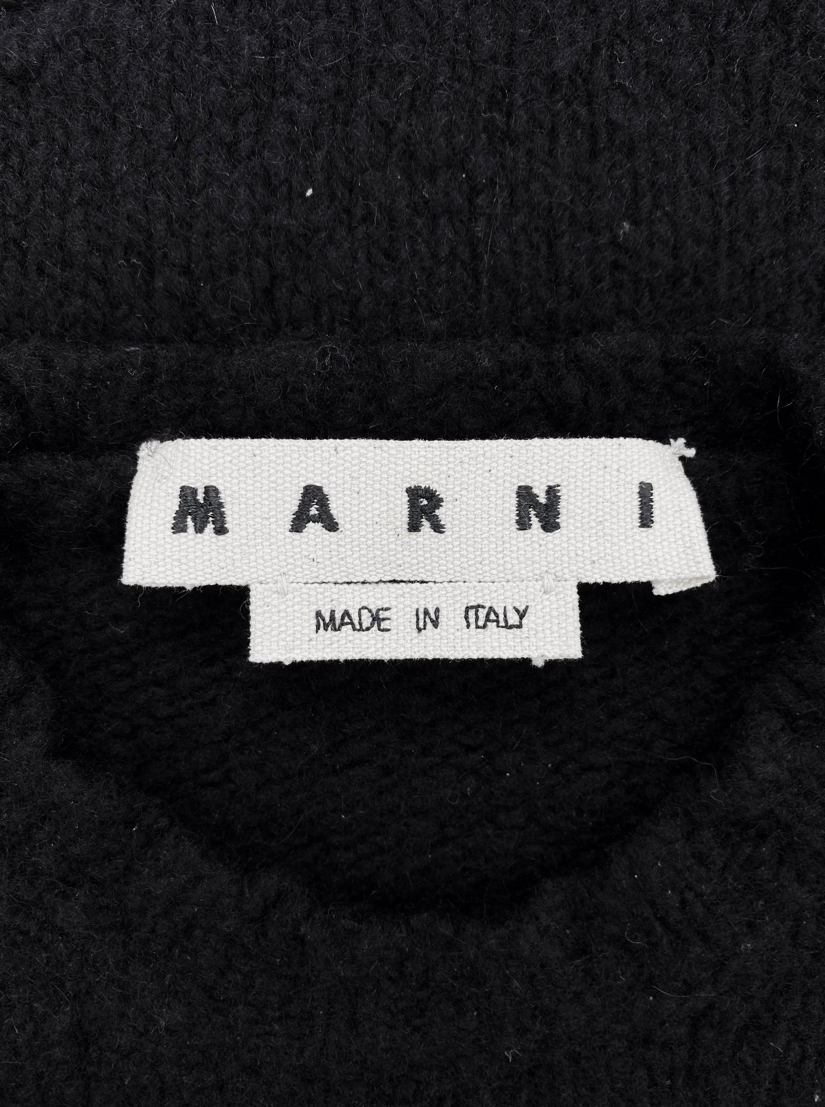 Marni Hand Distressed Black Wool Knitted Sweater