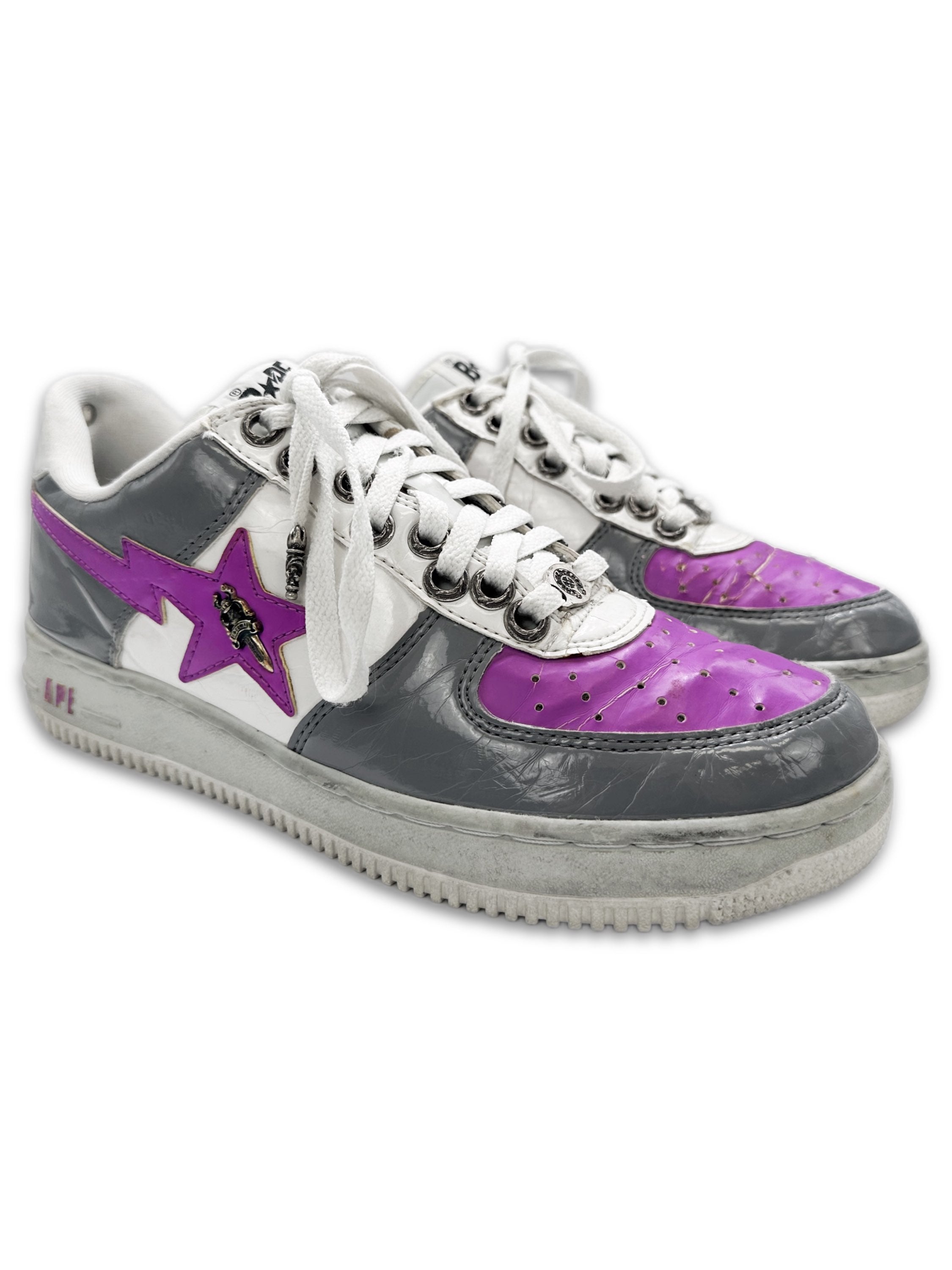00s Chrome Hearts x Bape 1/35 Purple ‘Bapesta’ Leather Sneakers