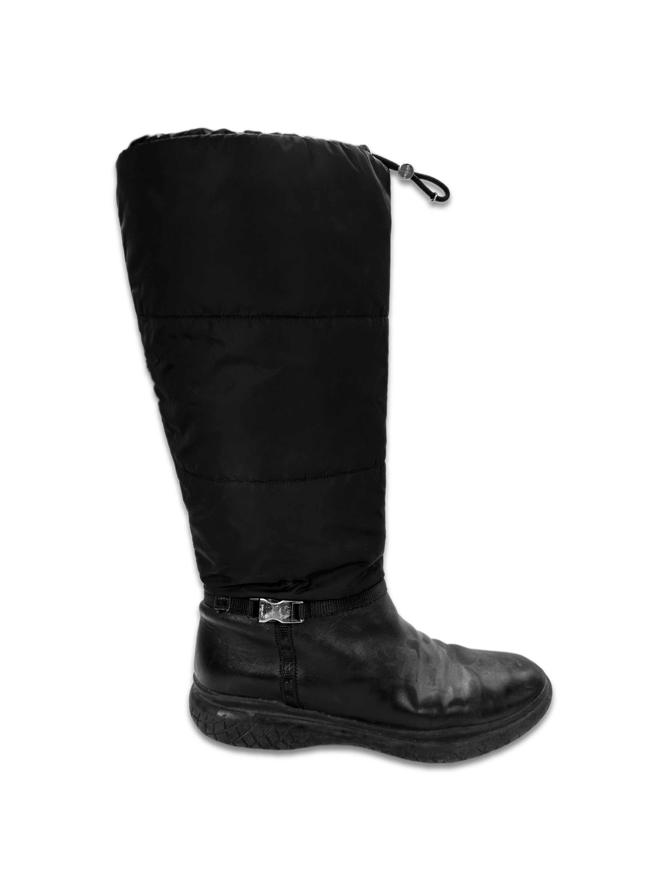 00s Prada Sport Black Nylon Leather Snow Boots