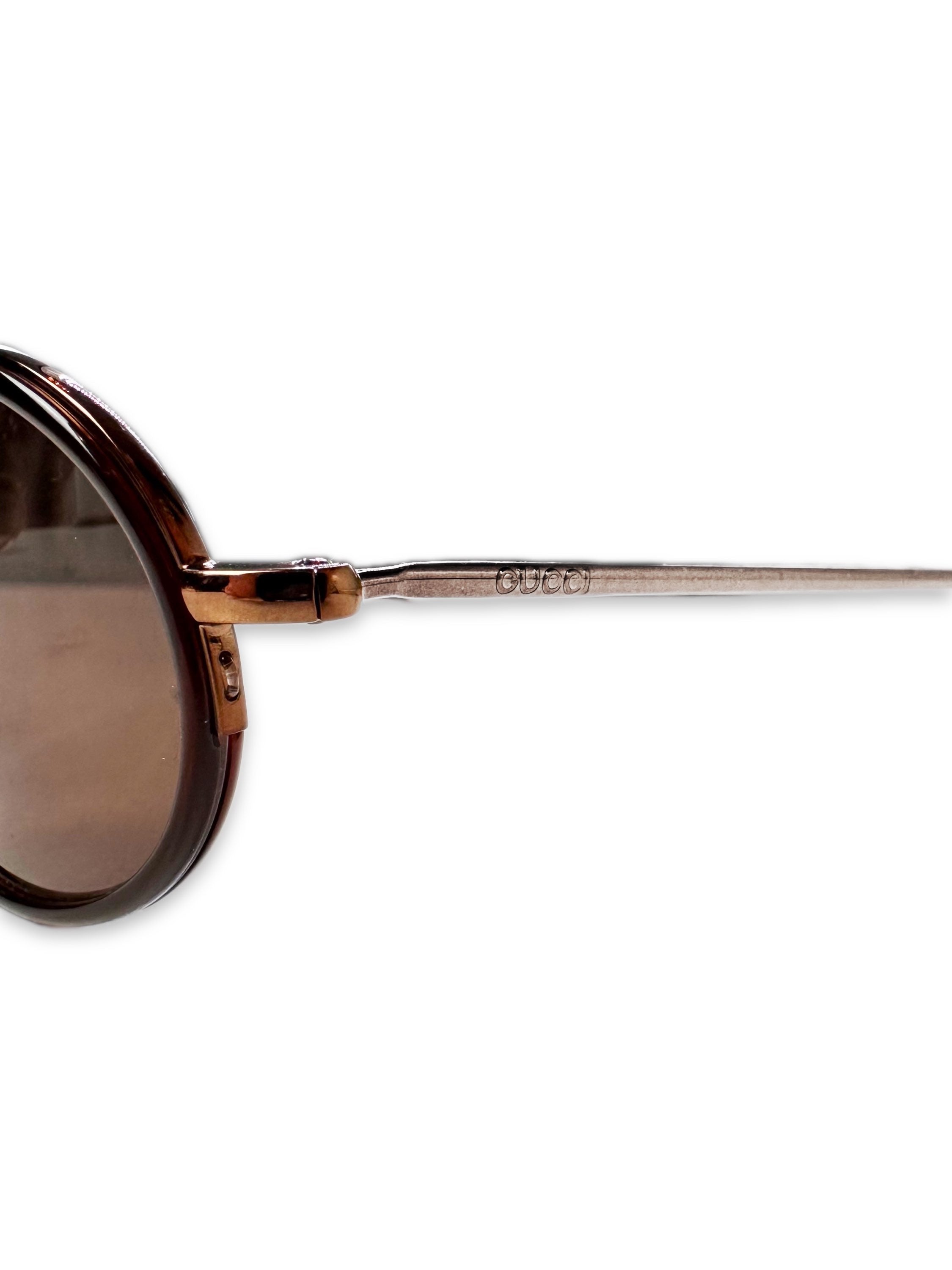 00s Gucci Oval Frane Warm Tint Etched Logo Sunglasses
