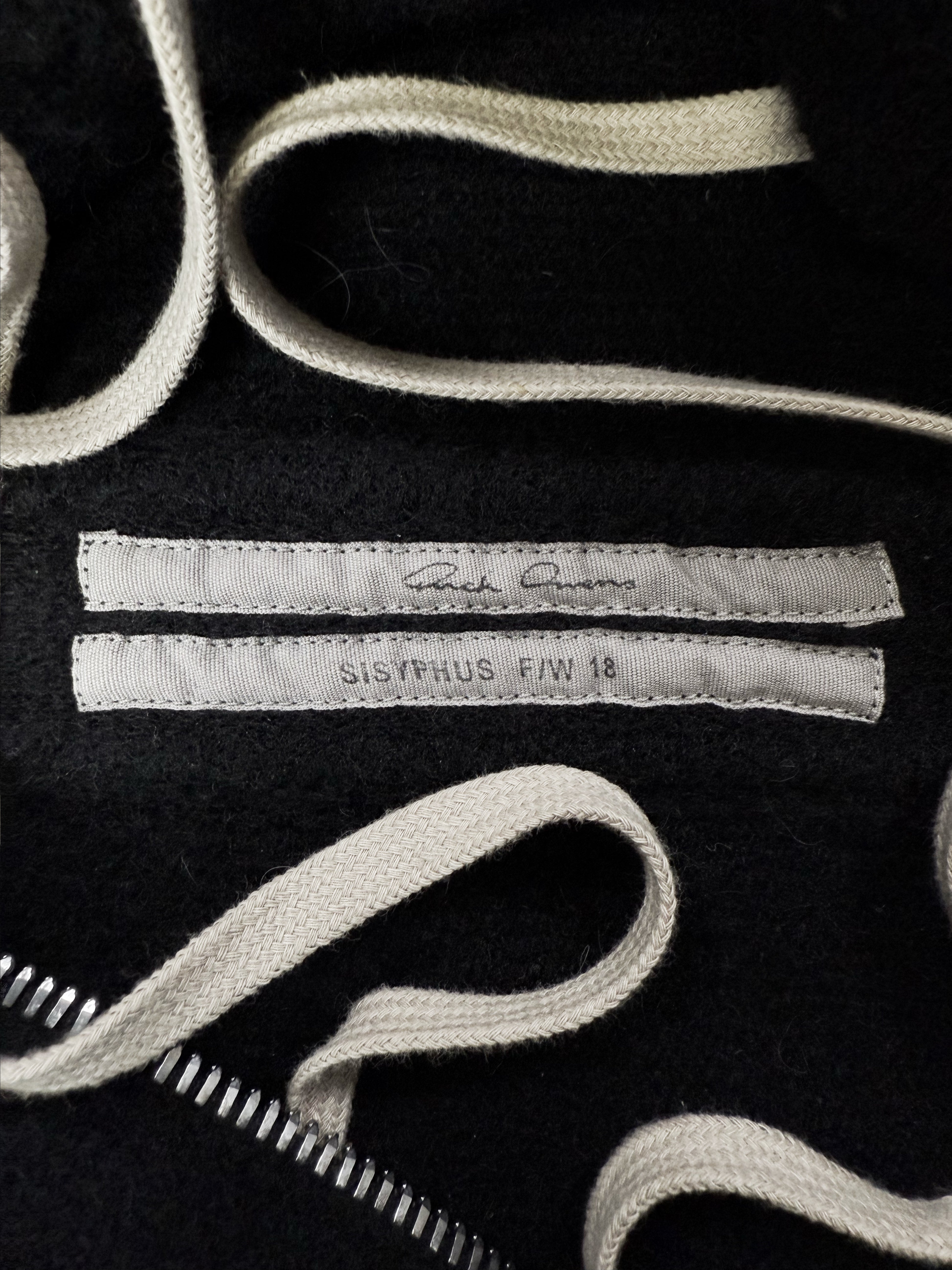 AW18 Rick Owens ‘Sisyphus’ Yak Wool Full-zip Black Hoodie