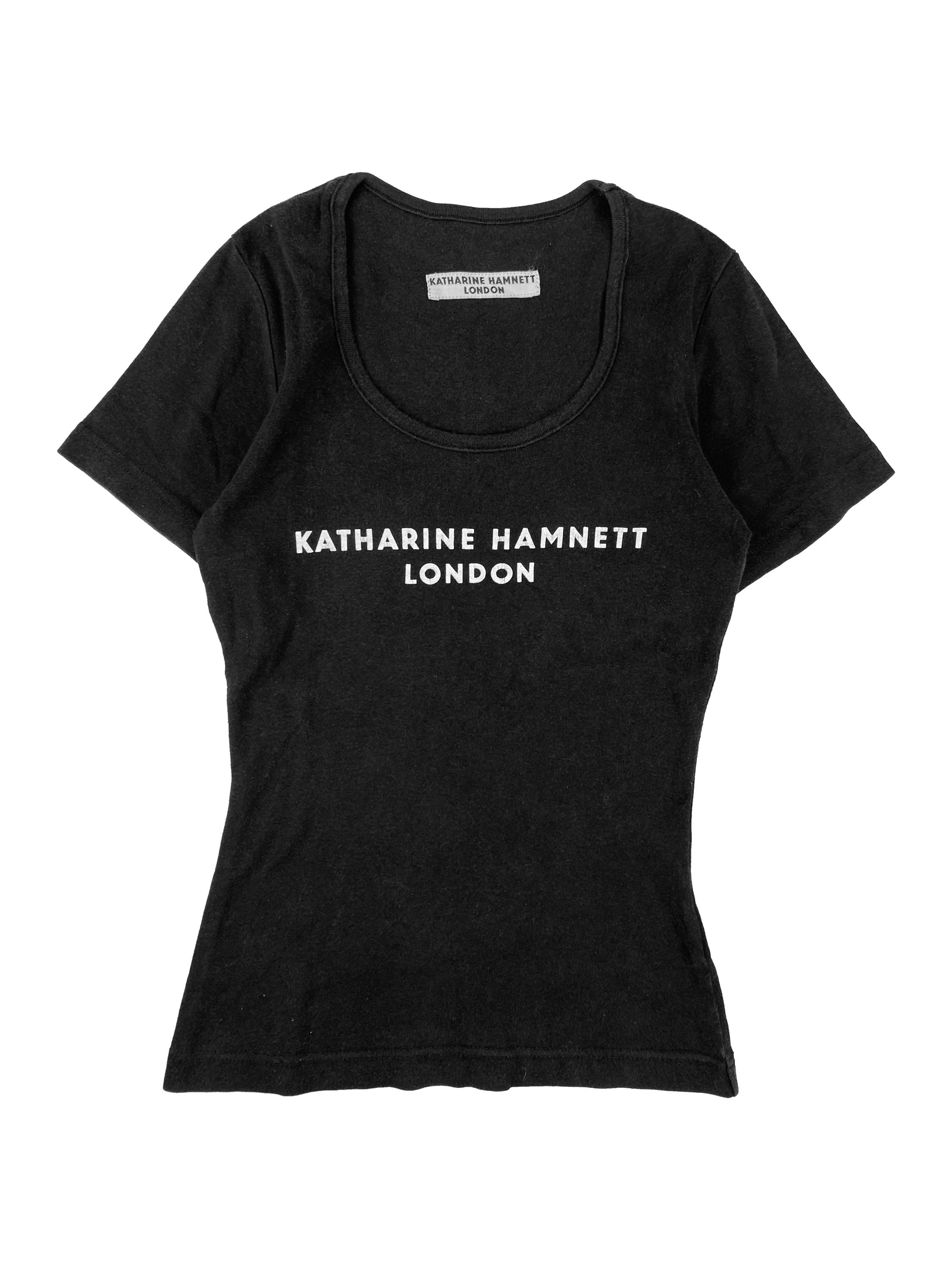 Katharine Hamnett Fitted Chest Spellout Logo Black T-Shirt