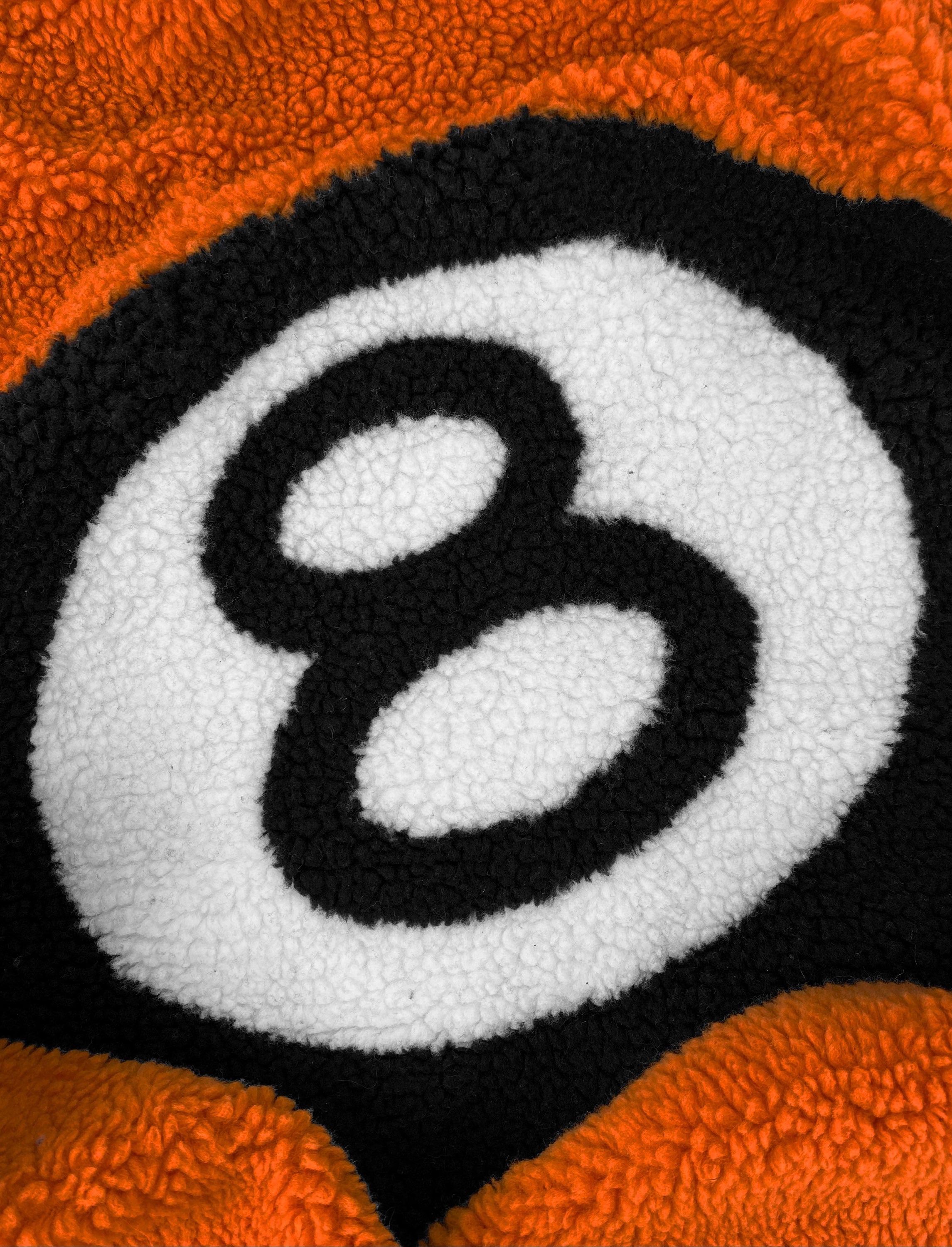 AW22 Stüssy ‘8 Ball’ Burnt Orange Reversible Sherpa Fleece Jacket