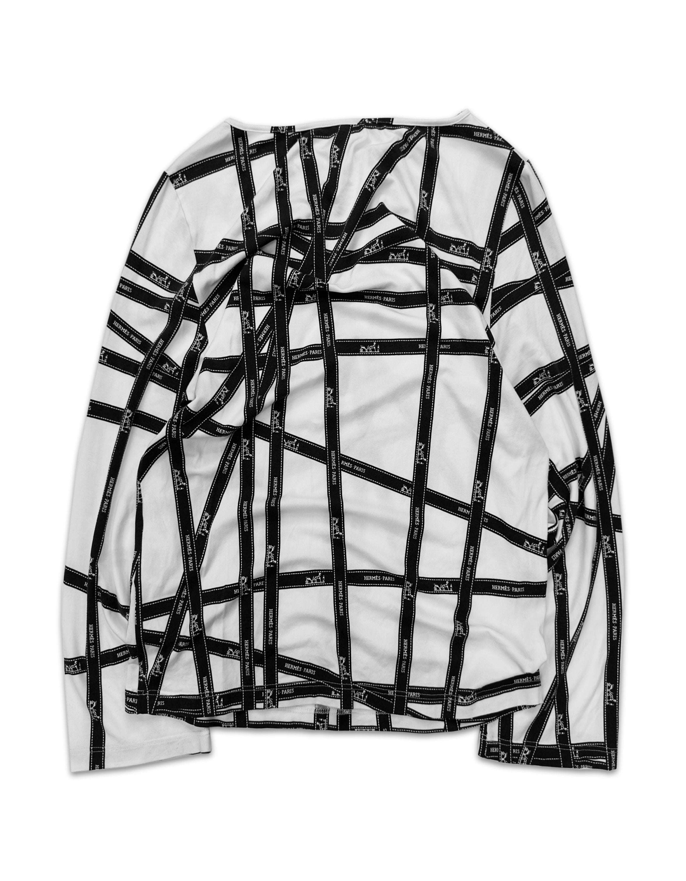 2004 Hermes ‘Boluc’ Ribbon Monogram White Long Sleeve