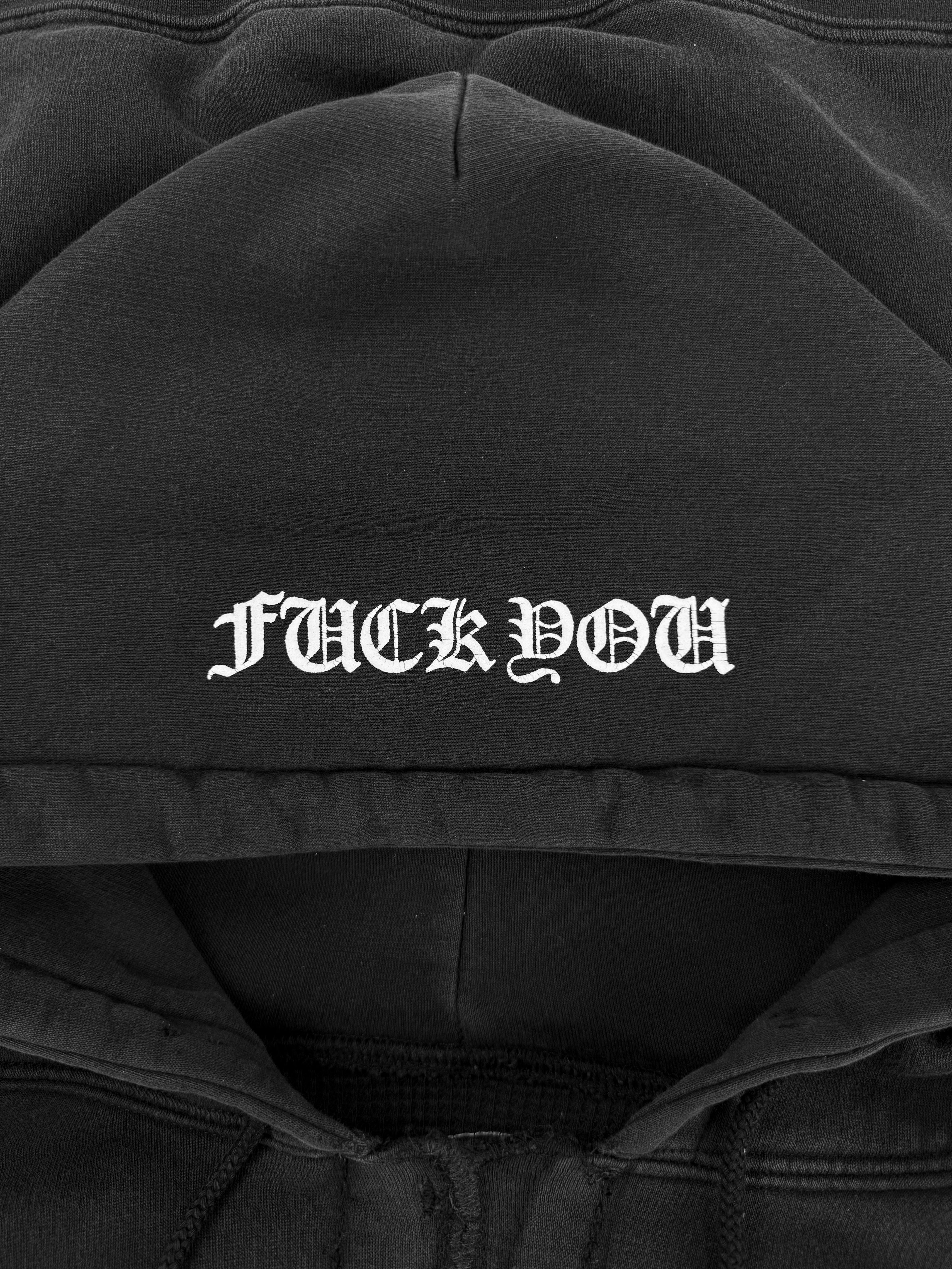 Chrome Hearts Thermal Lined Fuck You Faded Repaired Horse Shoe Hoodie