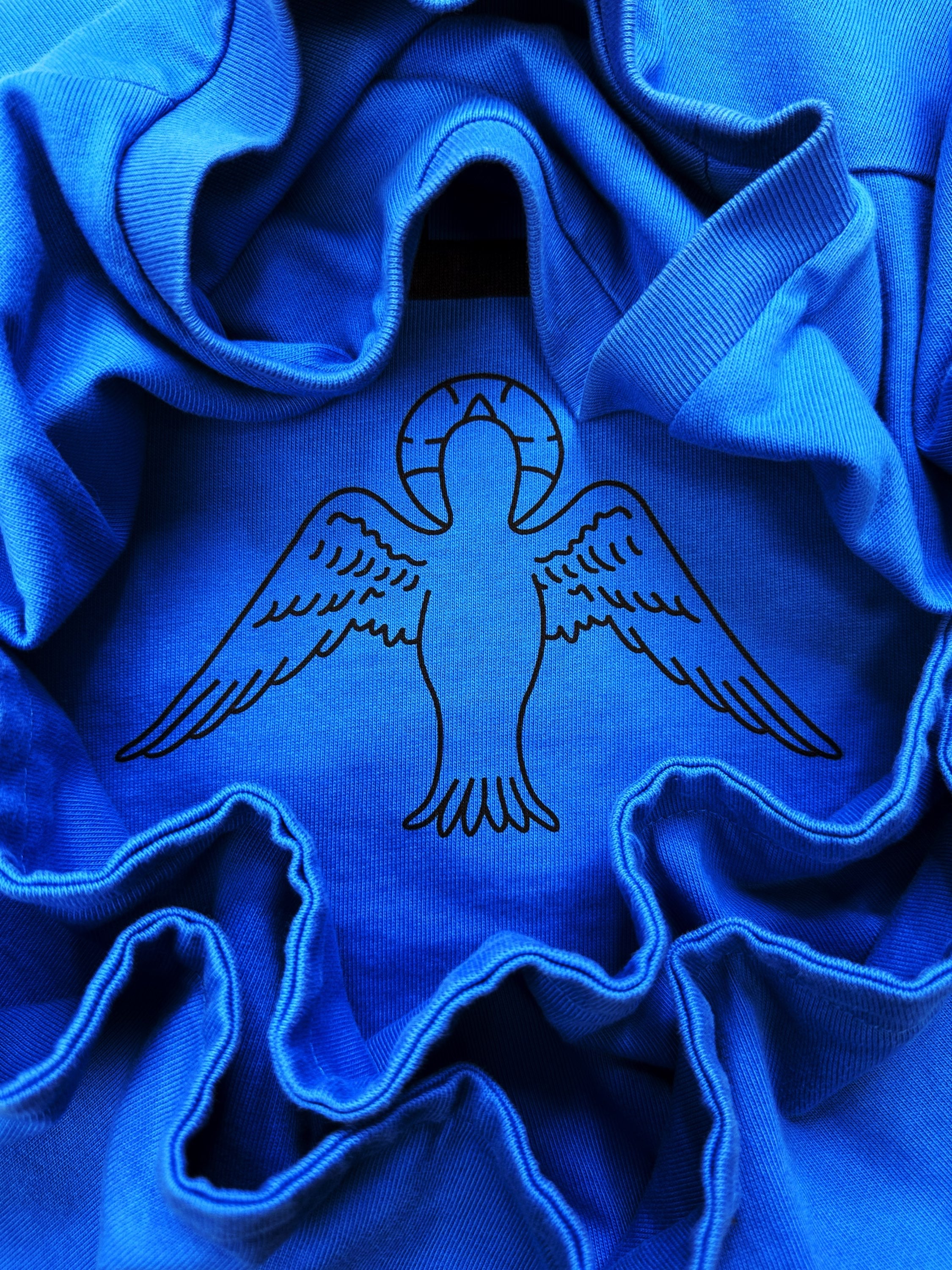 2020 Yeezy UNRELEASED SAMPL ‘YCA’ Collegiate Logo Cropped Blue T-Shirt