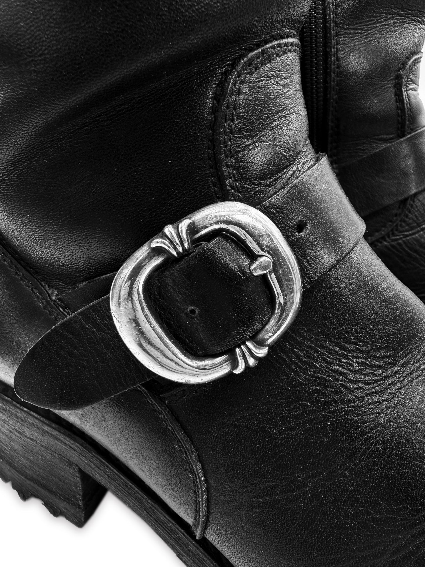 Chrome Hearts Gunslinger Buckle Dagger Pendant Black Leather Boots