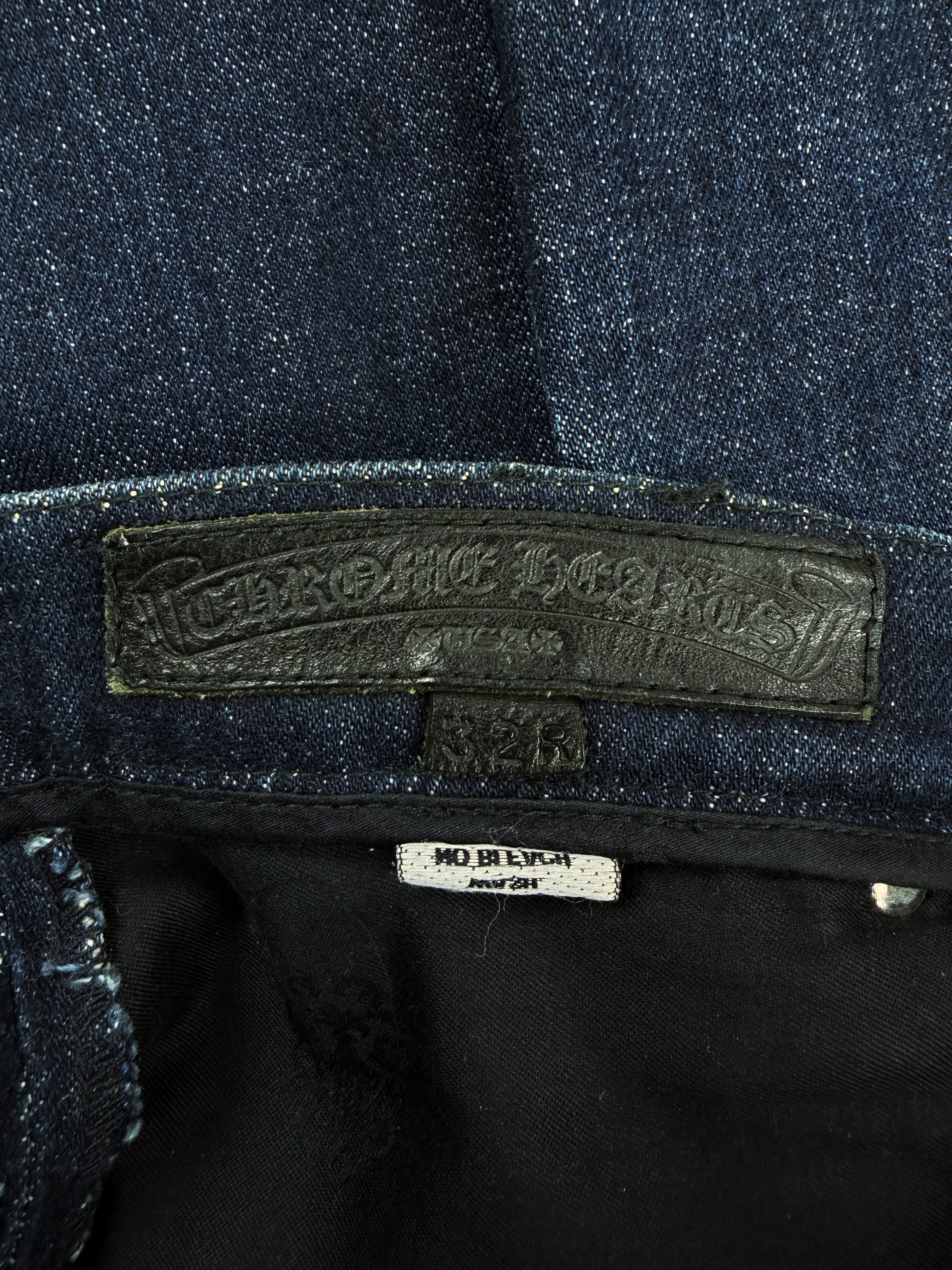 Chrome Hearts Fleur Knee Blue Dark Wash .925 Silver Jeans