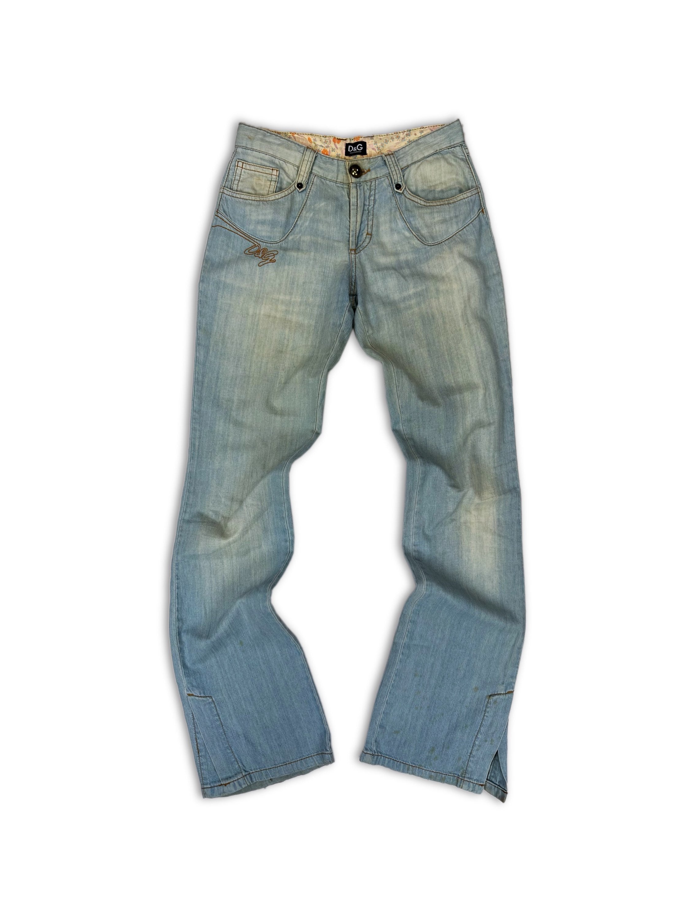 00s Dolce &amp; Gabbana Washed Low Rise Flared Bell Bottom Denim