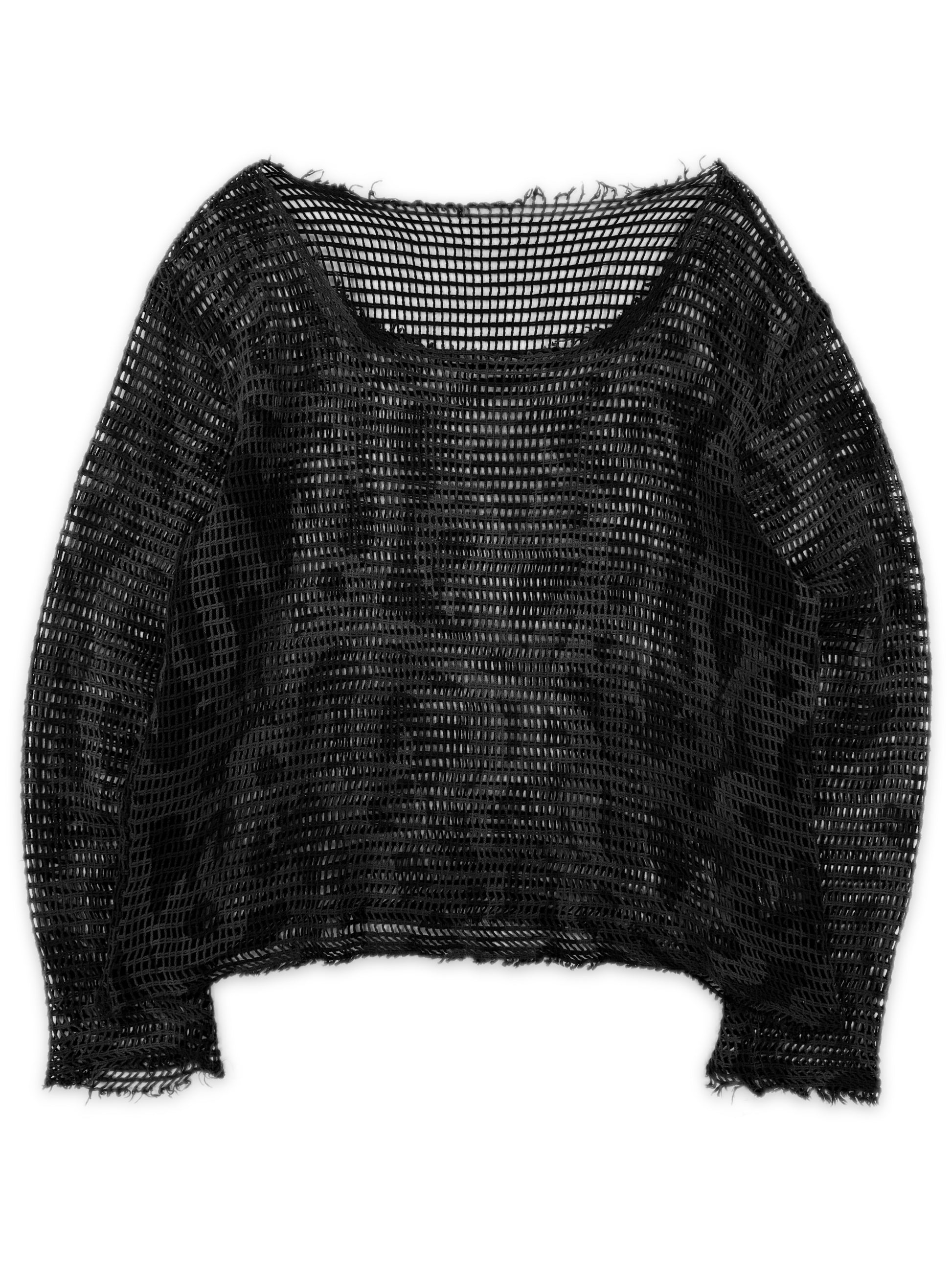 AW04 Number (N)ine Give Peace a Chance Tribal Heart Mesh Black Long Sleeve