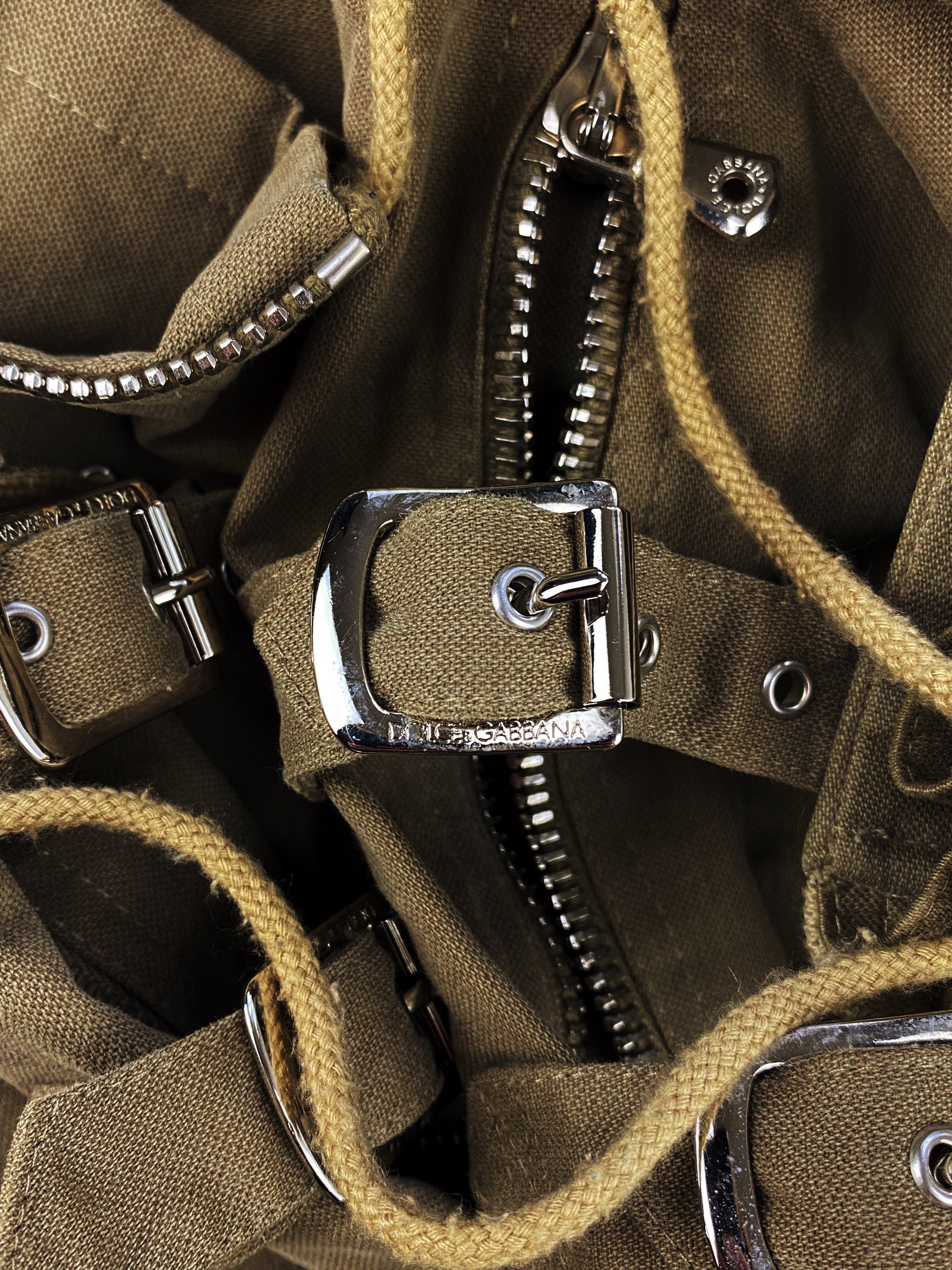 00s Dolce & Gabbana Belted Tan Multi Pocket Cargo Pants