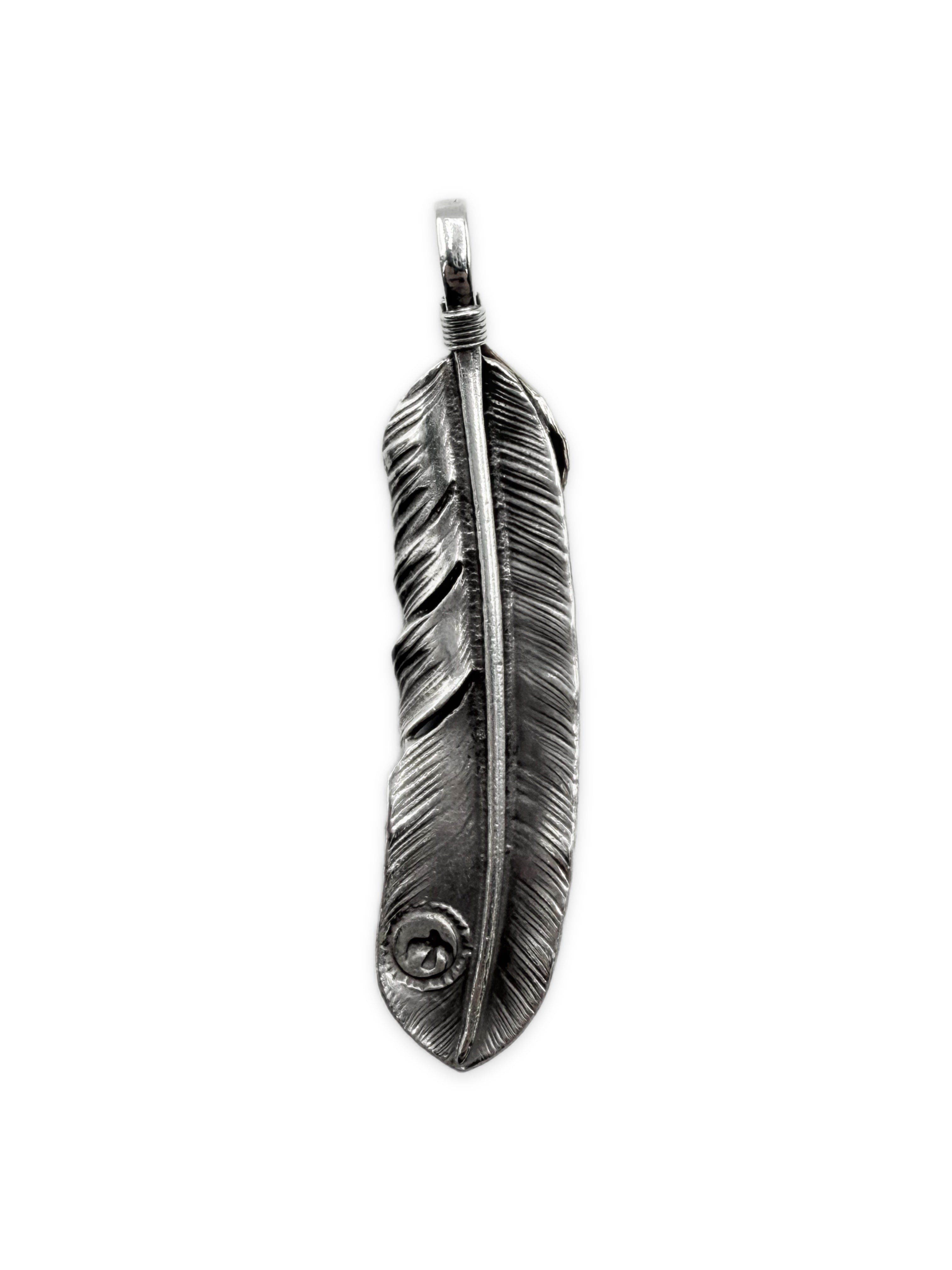 Goros XL Feather 22k Gold / .925 Silver Feather Pendant