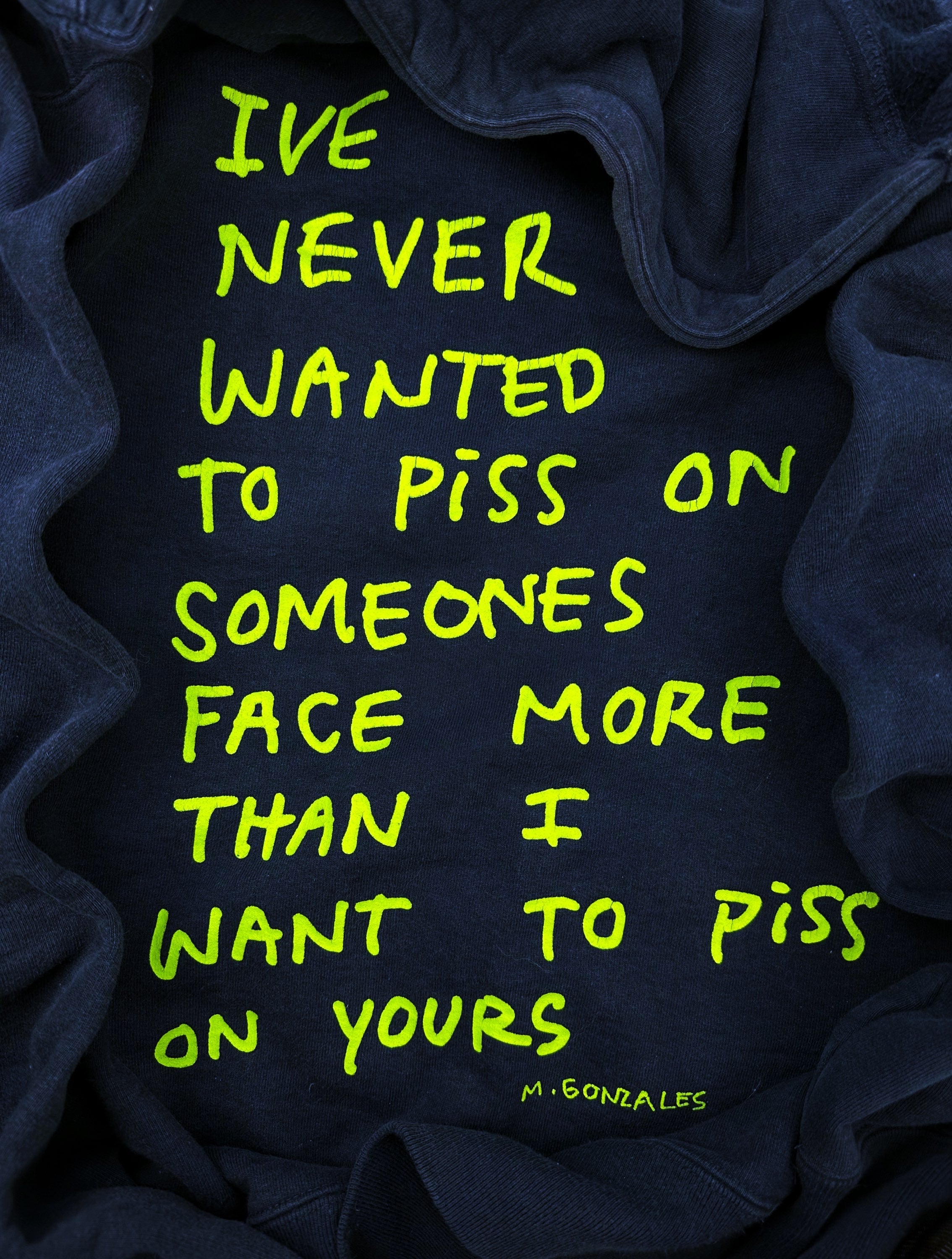 FW13 Supreme x Gonz ‘Piss Face’ Slogan Navy Zip-up Hoodie