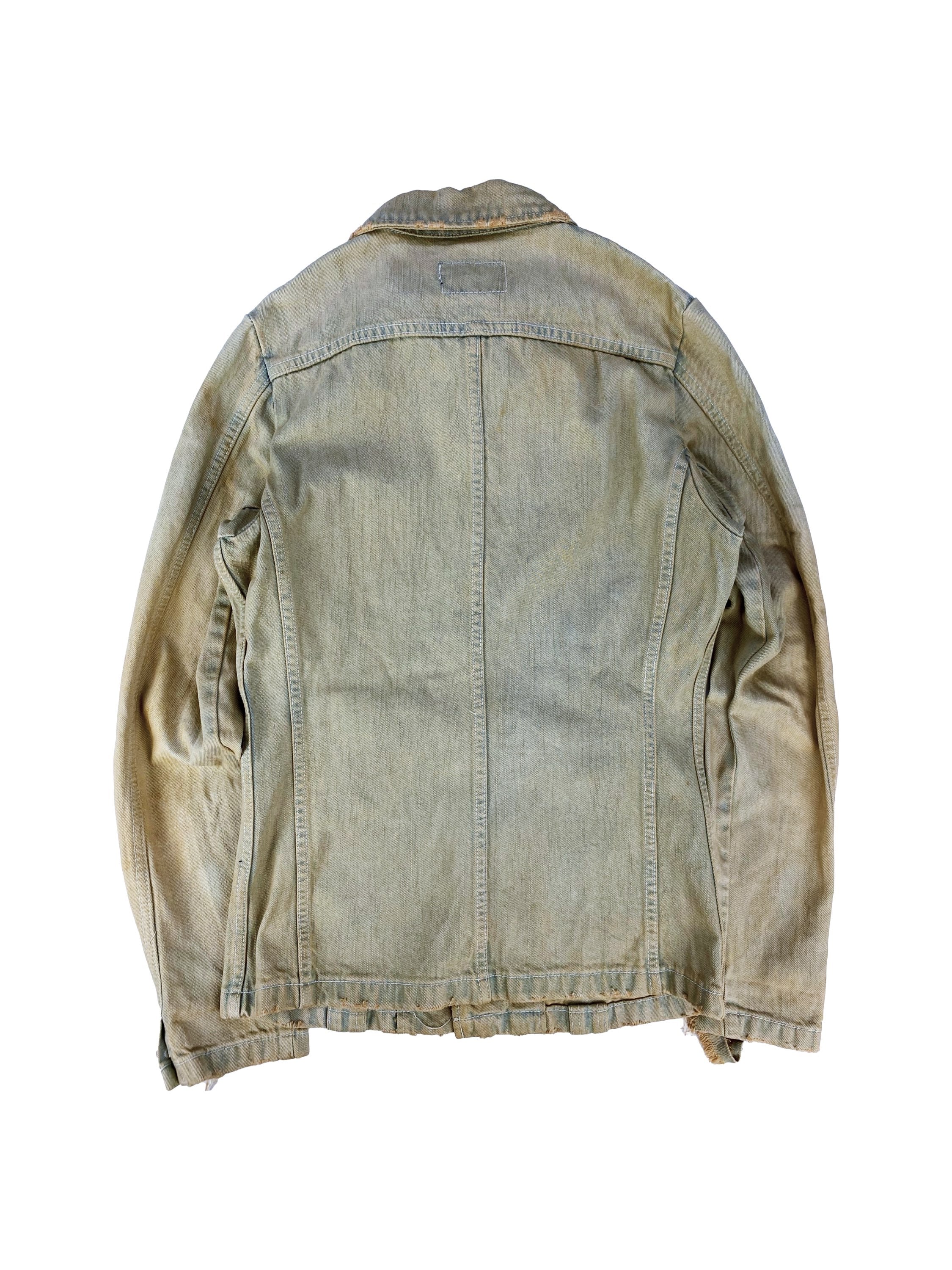 00s PPFM Distressed Denim Sand Washed High Collar Jacket