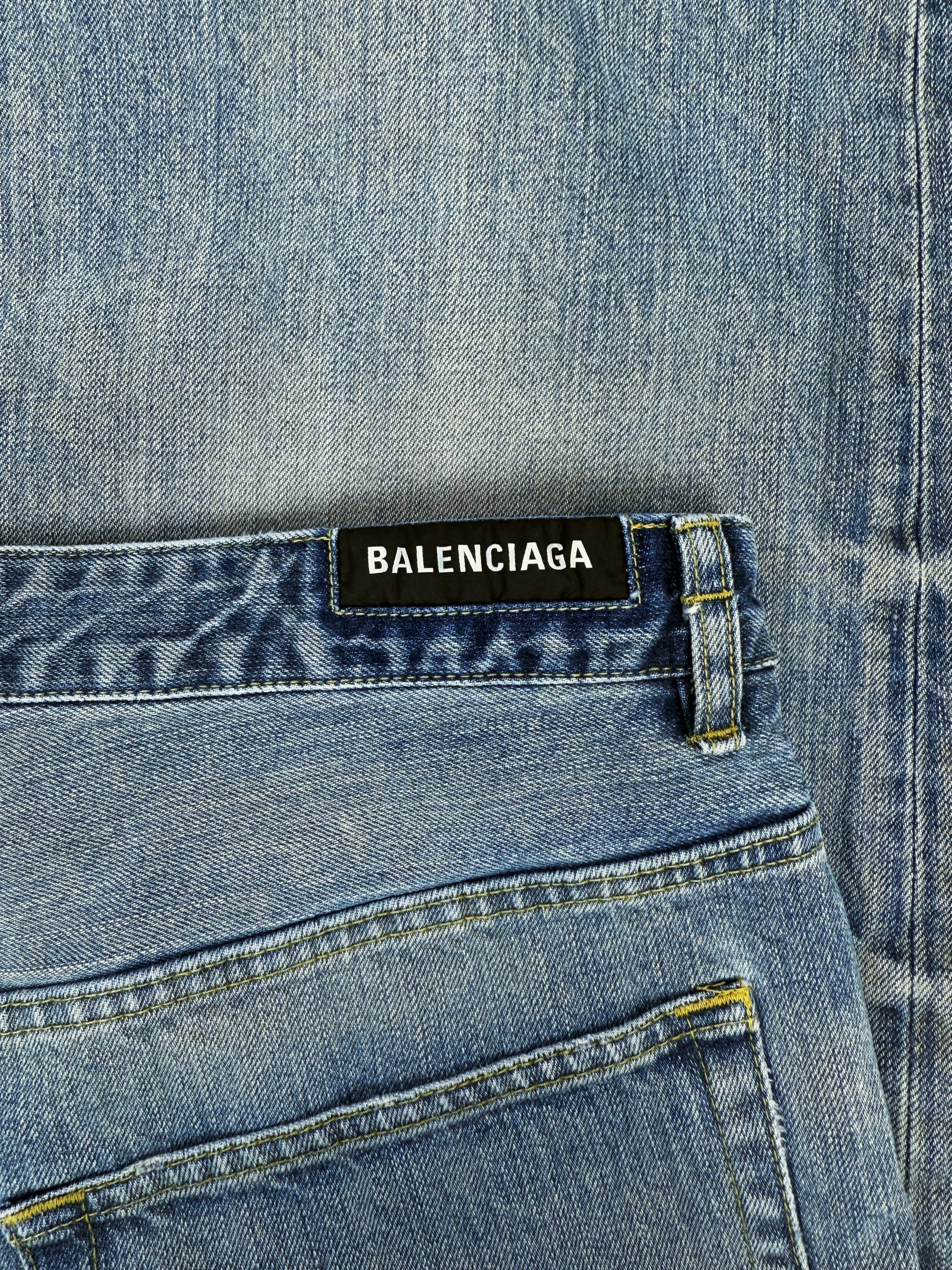 SS24 Balenciaga ‘Skater’ Drawstring Shoelace Light Wash Baggy Denim