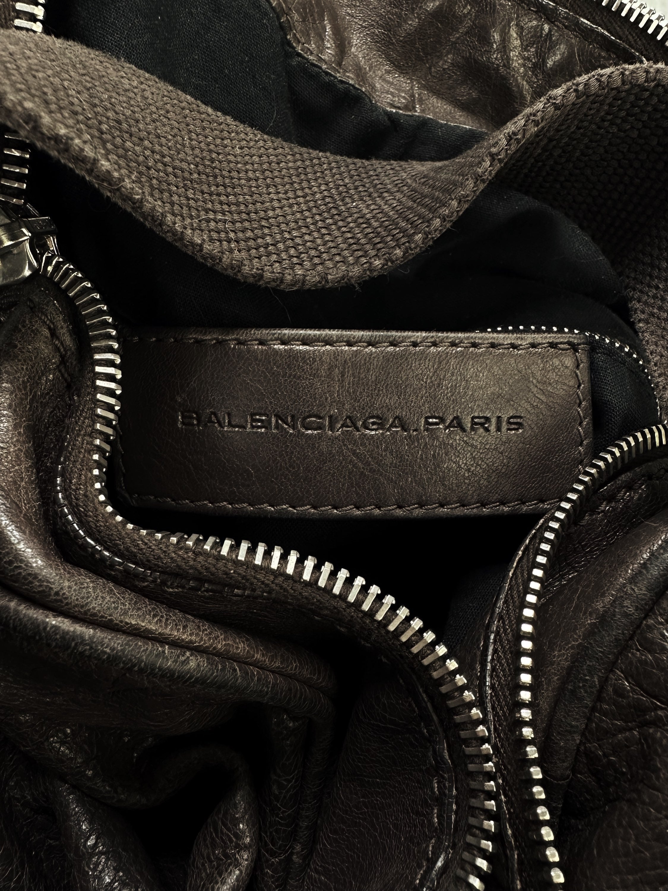 Balenciaga Brown Leather ‘City’ Studded Crossbody Bag