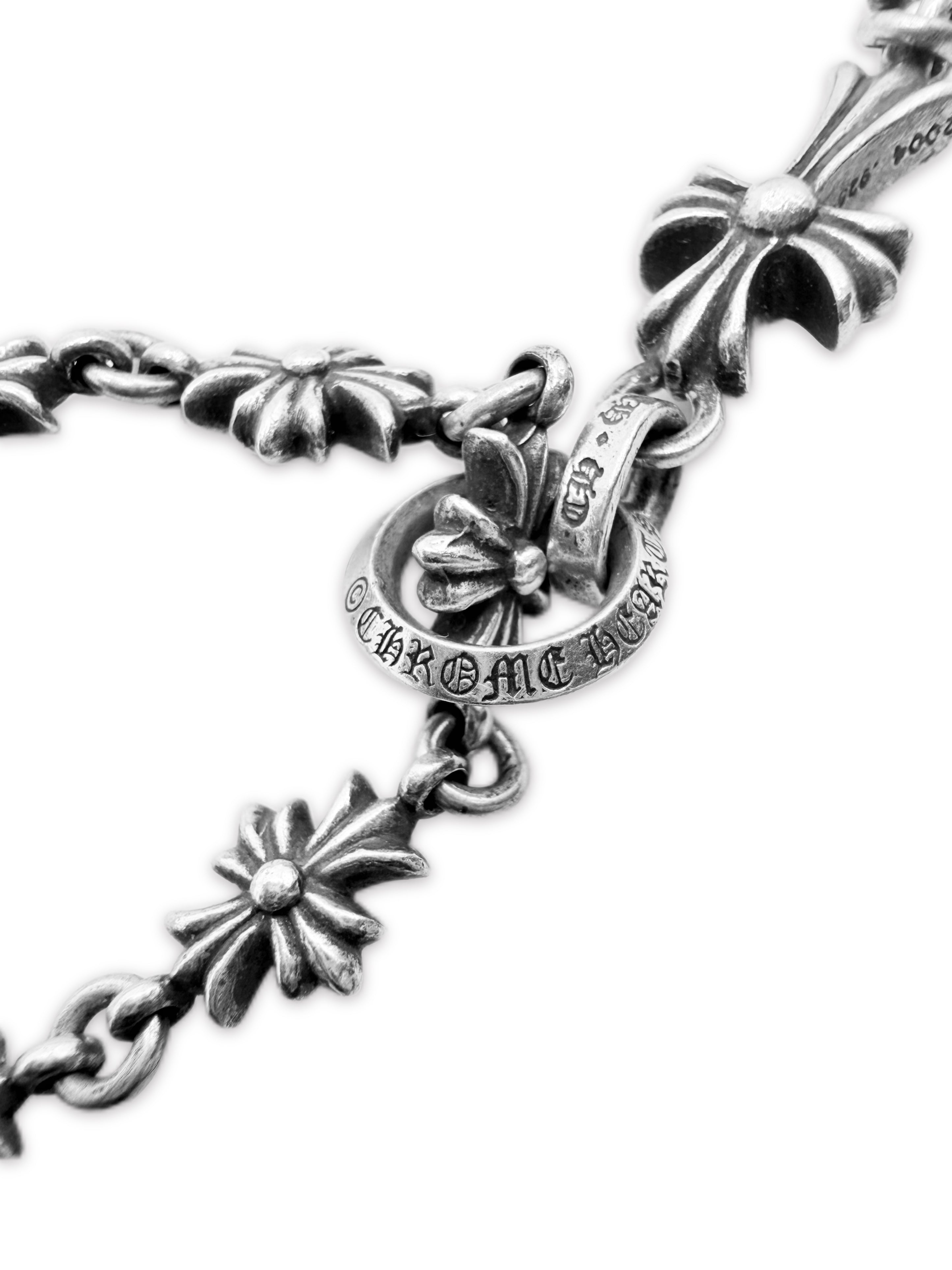 Chrome Hearts Tiny E Multi Cross Tiny E .925 Silver Rosary Necklace