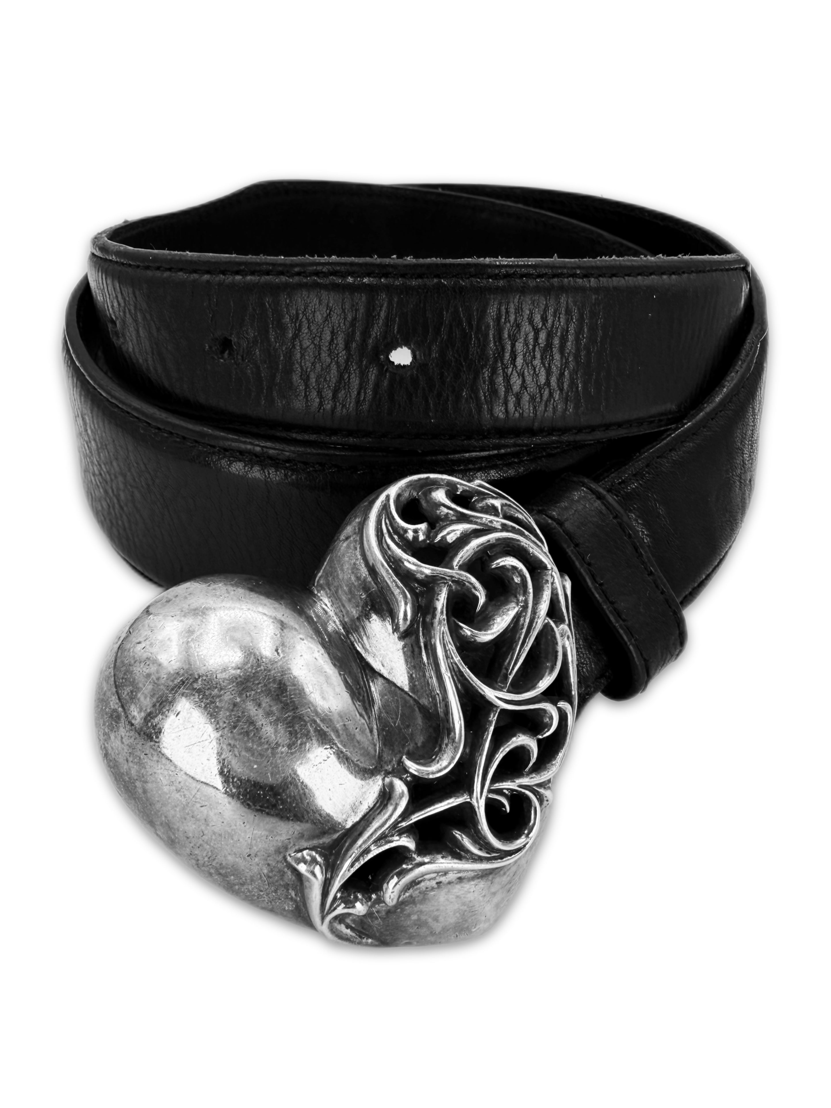 Chrome Hearts ‘Crying Heart’ Buckle .925 Silver Leather Belt