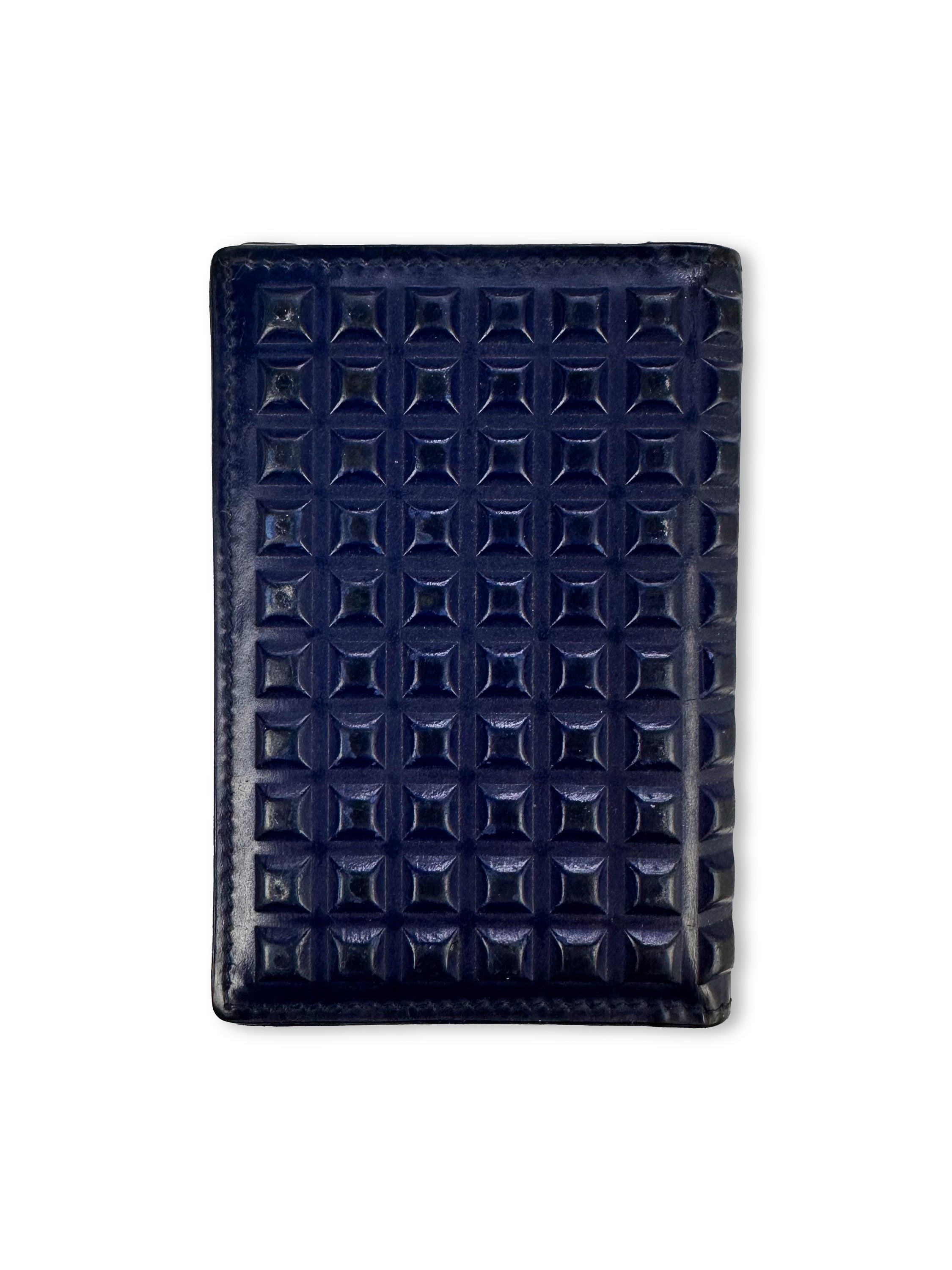 00s Balenciaga Navy Blue Studded Bifold Leather Wallet