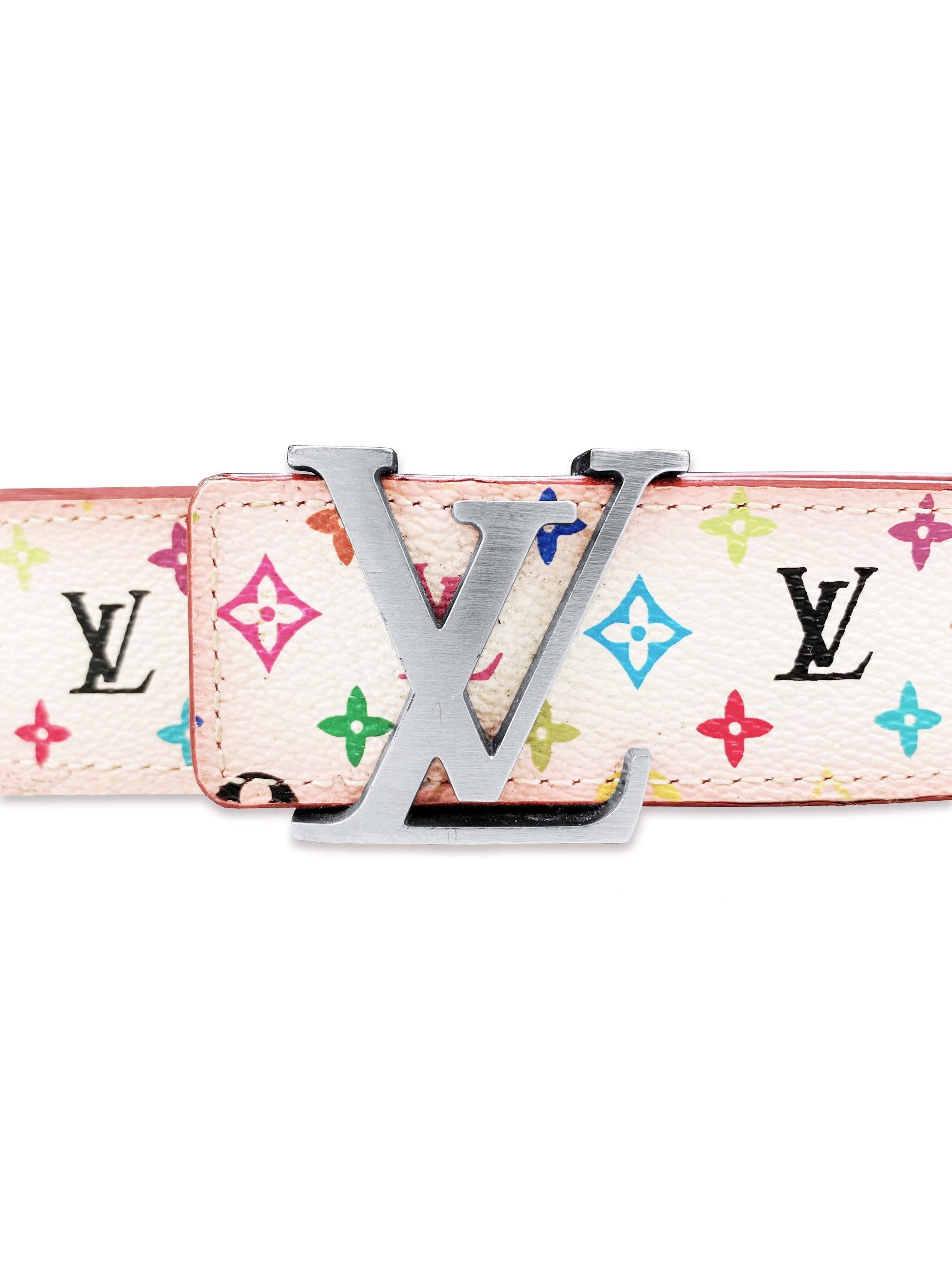 SS03 Louis Vuitton x Takashi Murakami Rainbow Monogram Print Belt