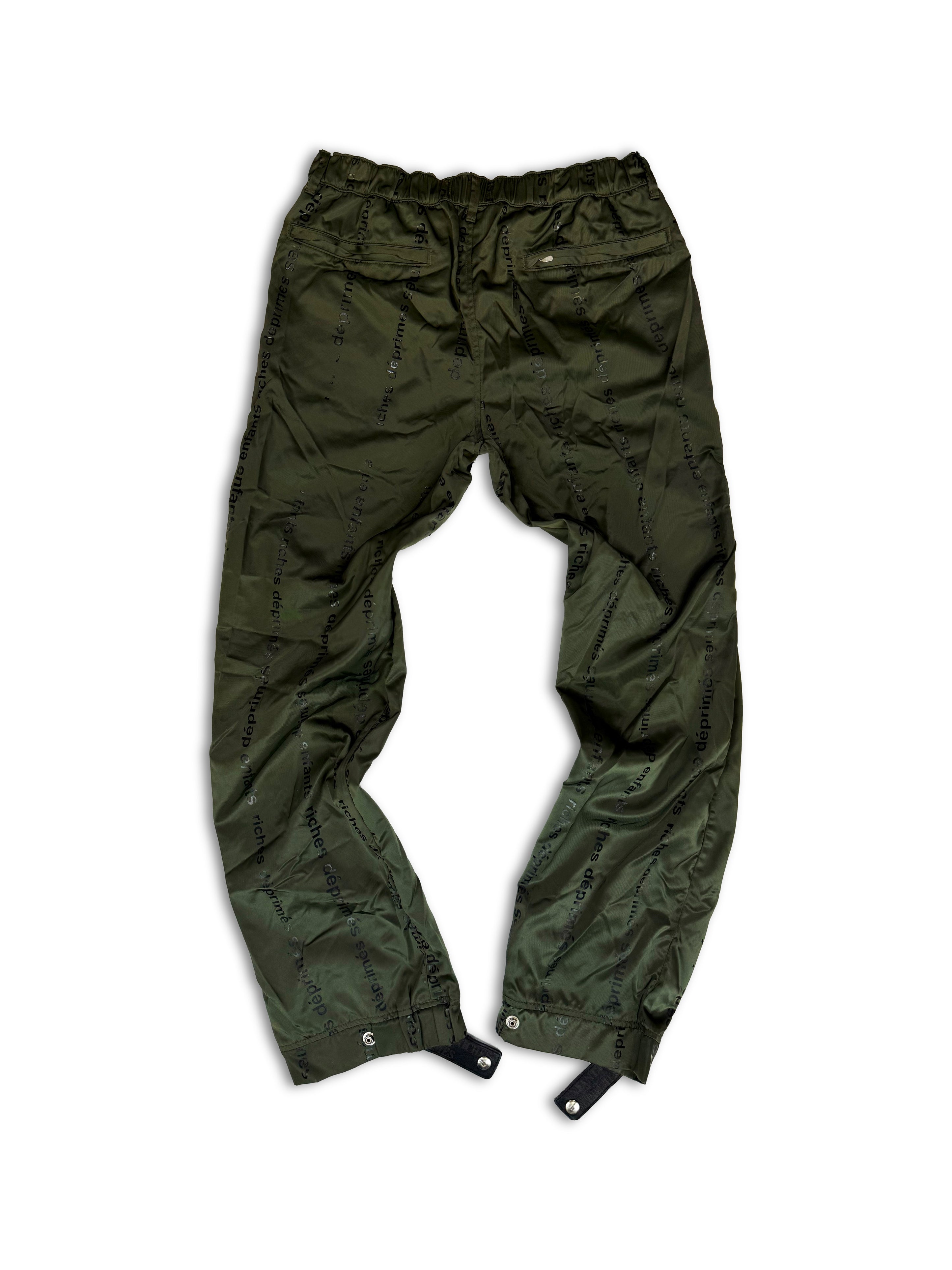 Enfants Riches Deprimes Monogram Logo Olive Green Zipper Pants