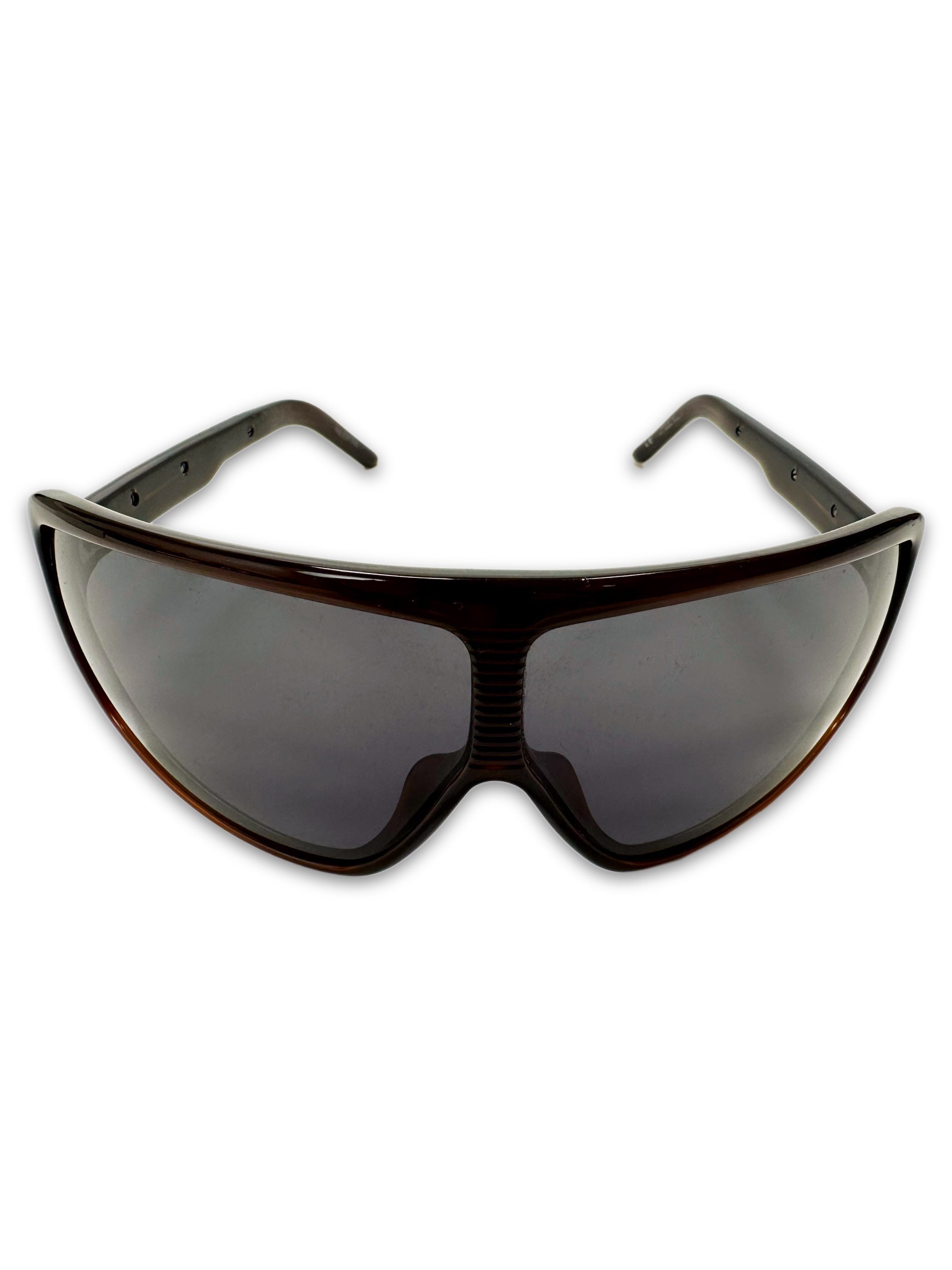 00s Valentino ‘Studded’ Aviator Shield Warm Frame Sunglasses