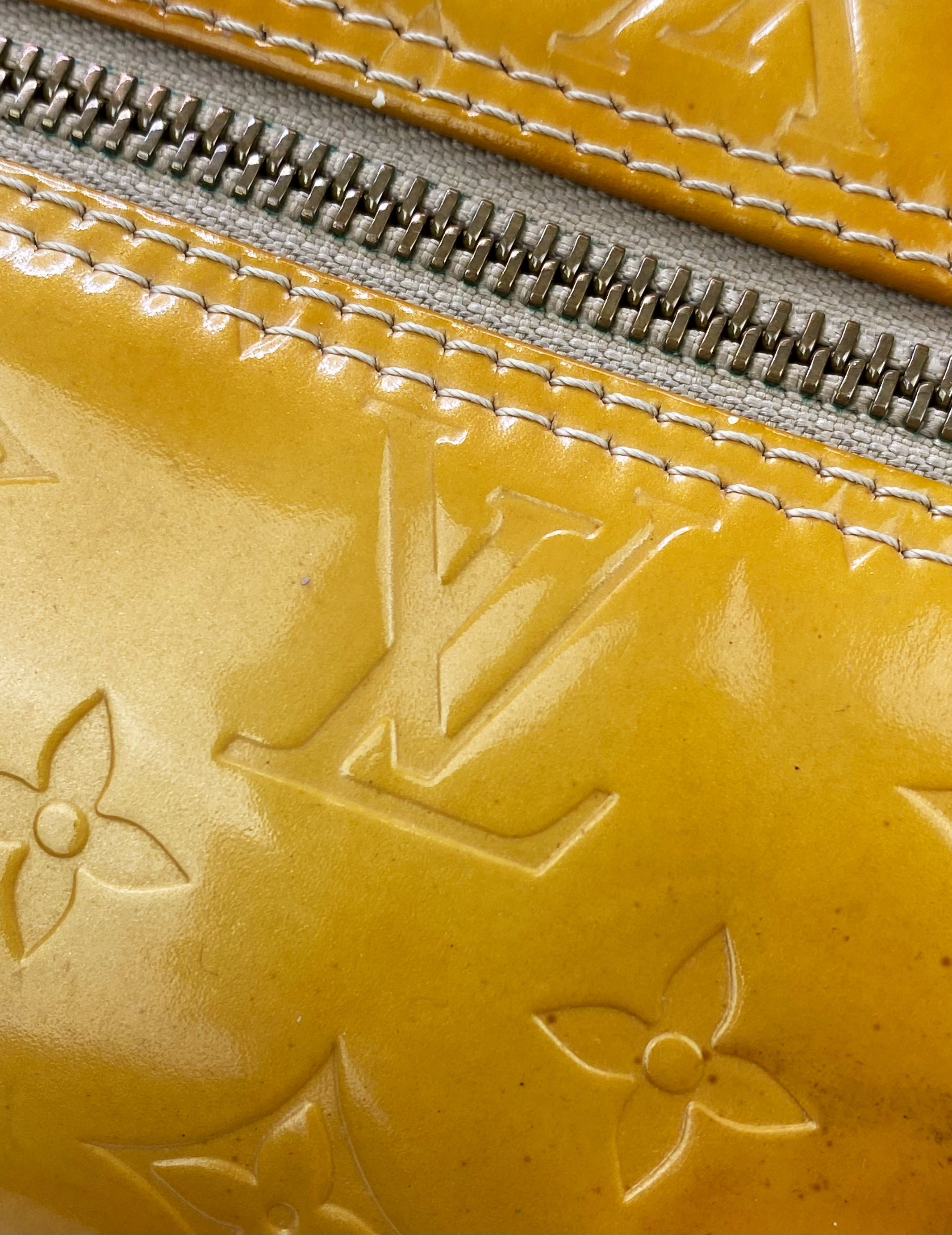 Louis Vuitton Embossed Yellow Leather Strap Roller Bag