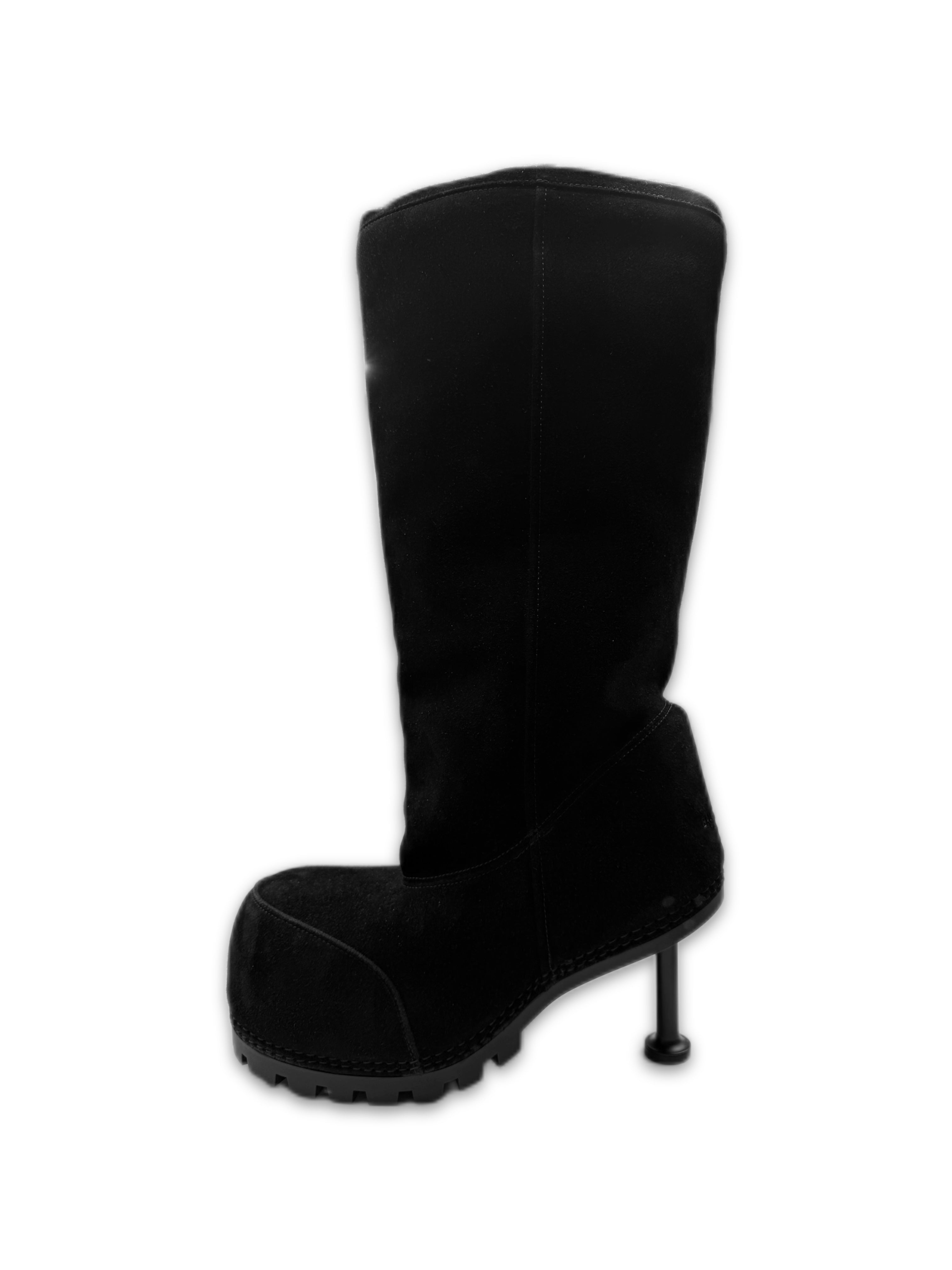 AW24 Balenciaga Suede Alaska Heeled Blacked Hi-top Boots