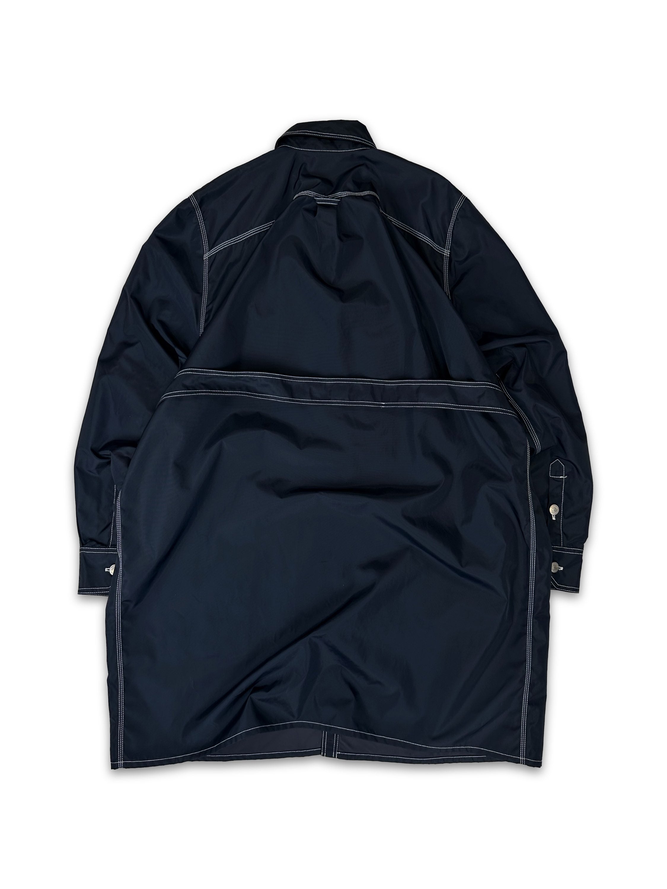 AW17 Vetements Femme Navy Blue Belted Oversized Trench Coat