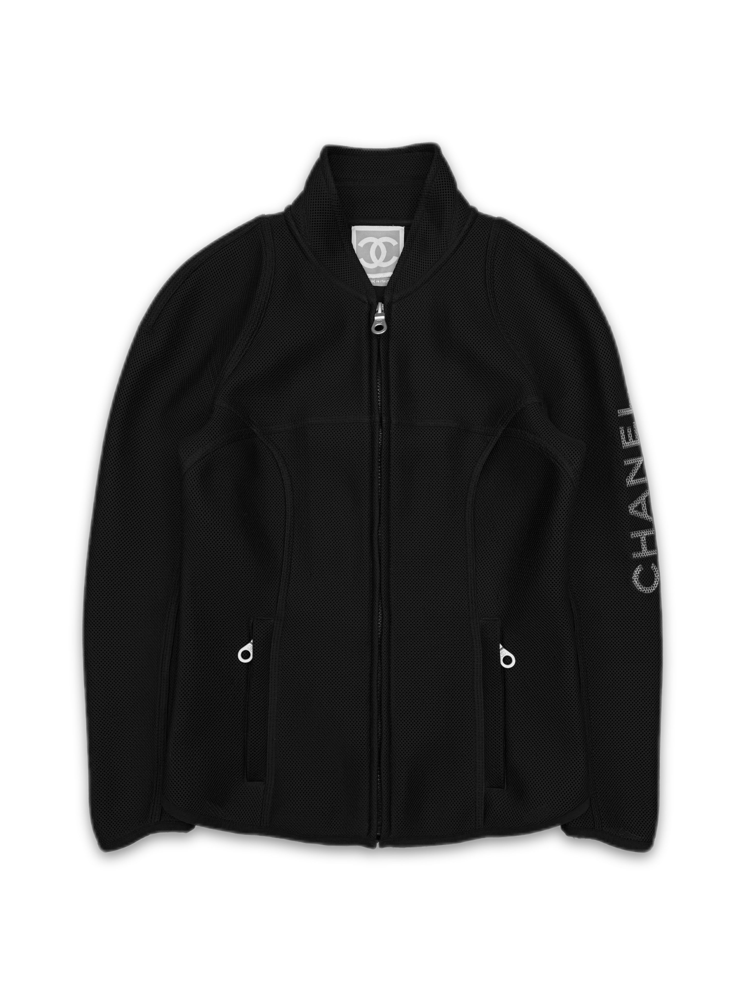 SS03 Chanel Identification ‘Sport’ Black Logo Full-zip Mesh Jacket