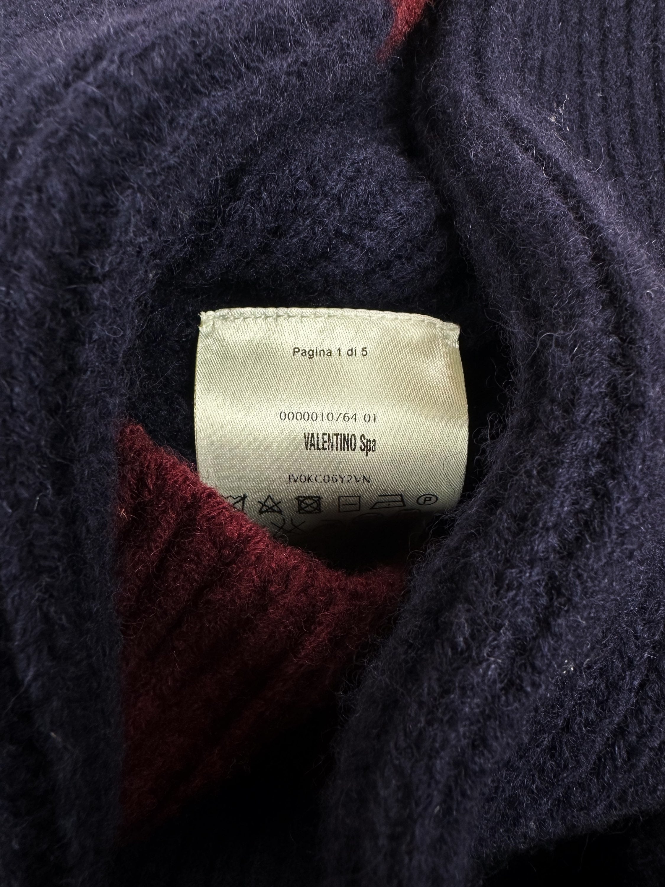 90s Valentino Heavy Weight Ribbed Navy Blue Knit Sweater