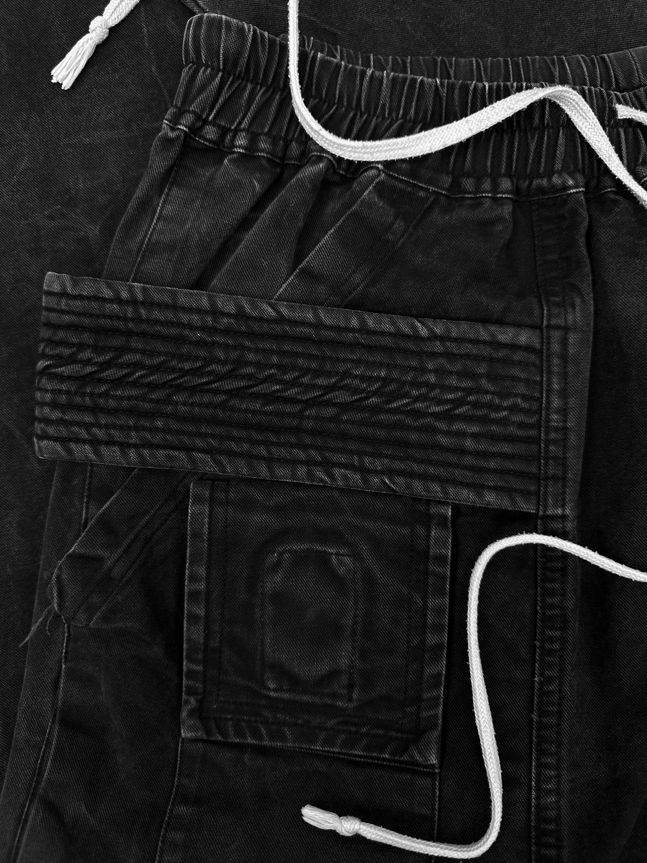 Rick Owens ‘Creatch’ Cargo Washed Black Pants