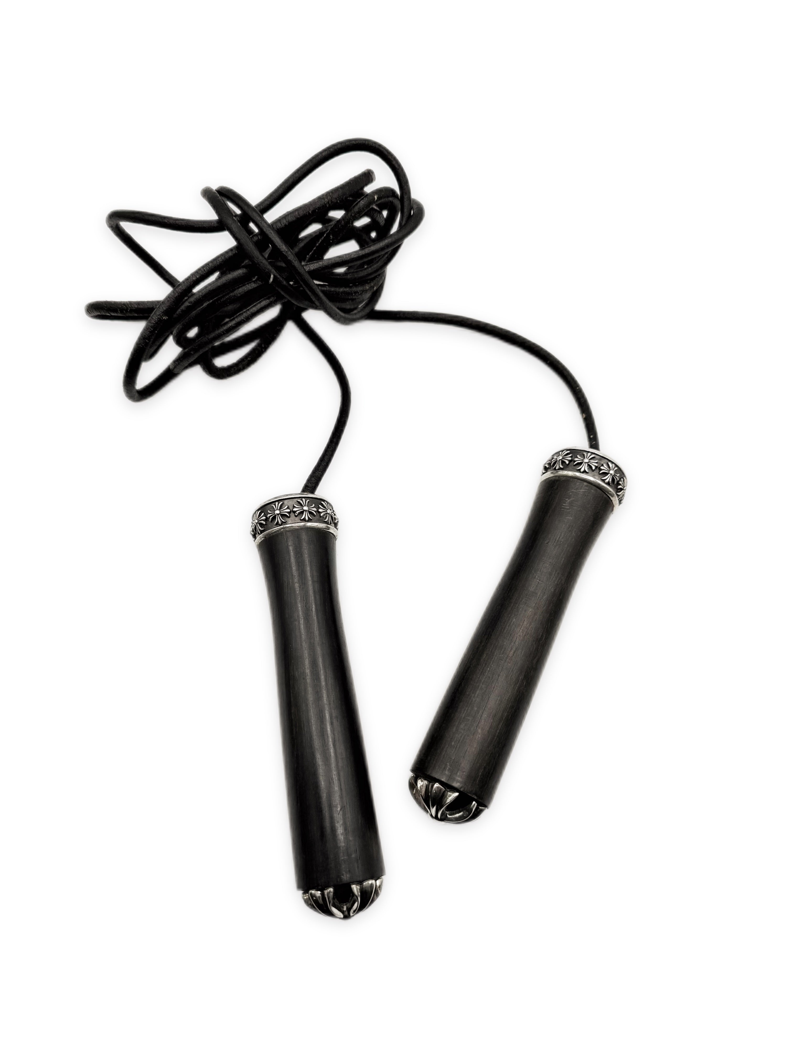 Chrome Hearts Ebony Wood .925 Silver Plus Leather Jumping / Skipping Rope