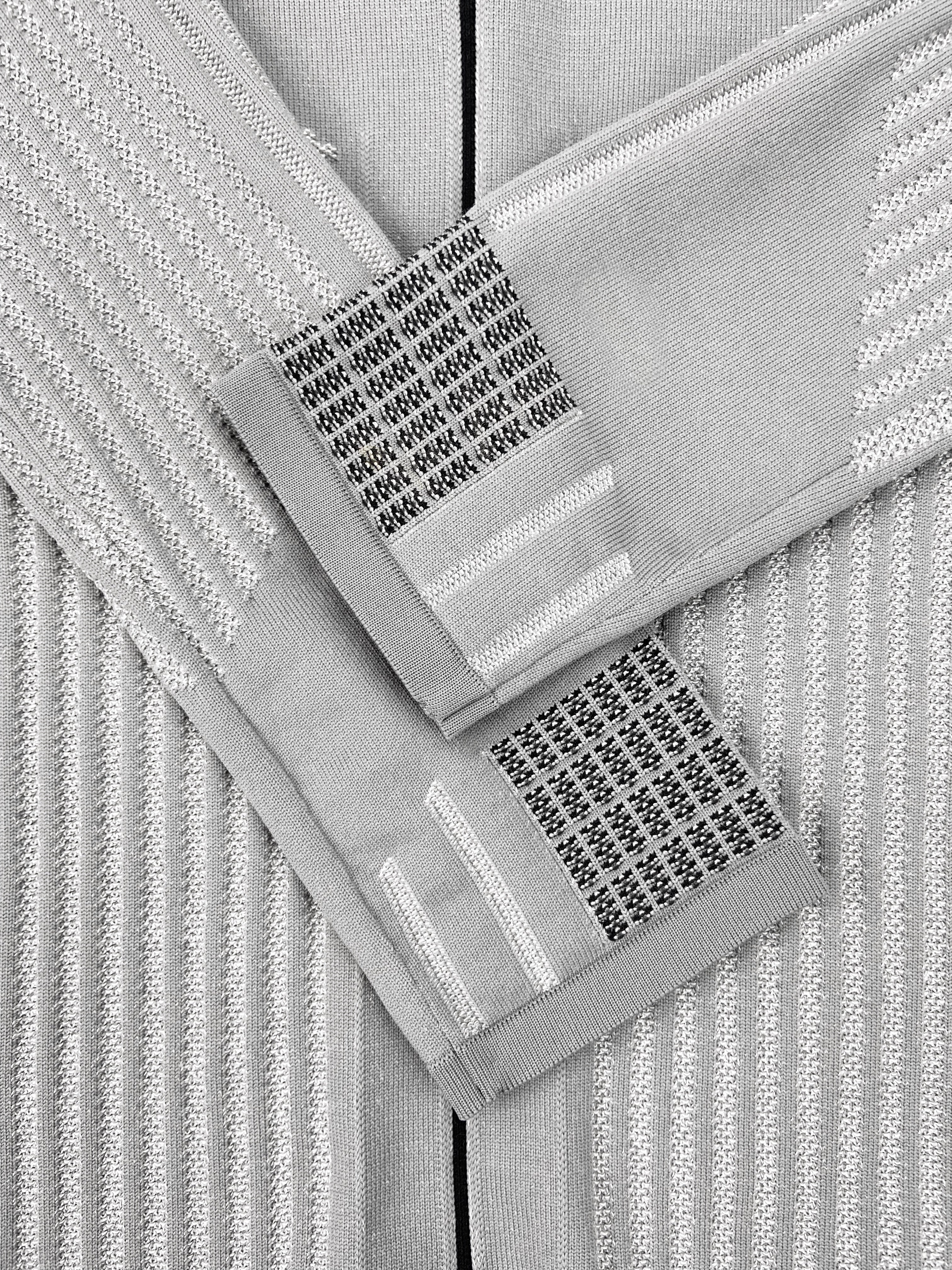 AW17 Prada Tech Grey Ribbed Fleece Sweater