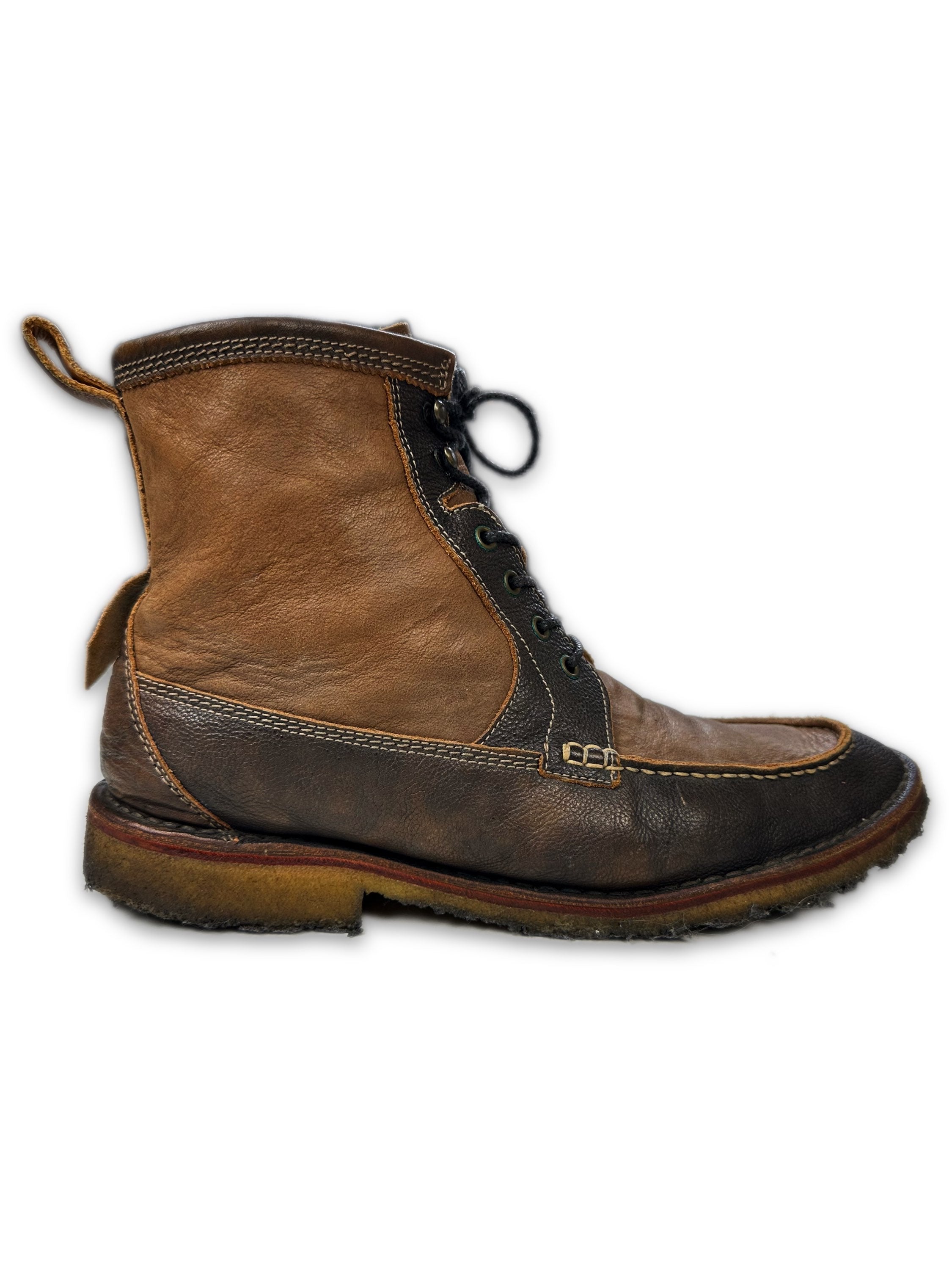 00s Mihara Yasuhiro Brown Leather Tonal Hiking Boots