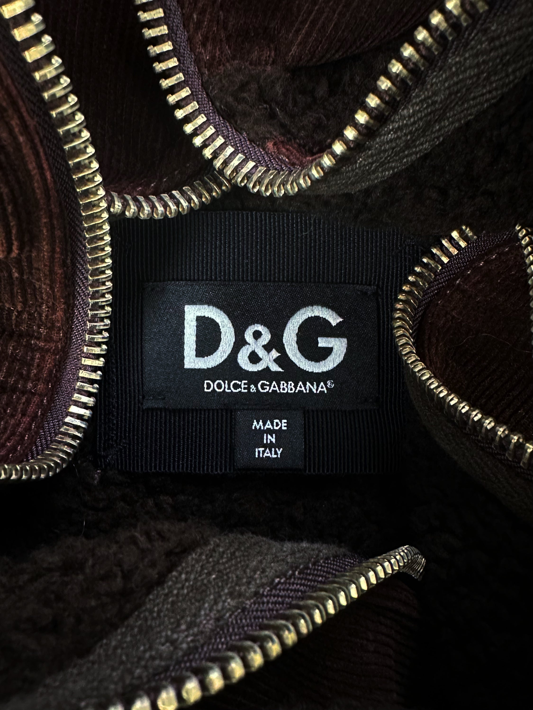 00s Dolce &amp; Gabbana Corduroy Shearling Lined Bomber Jacket