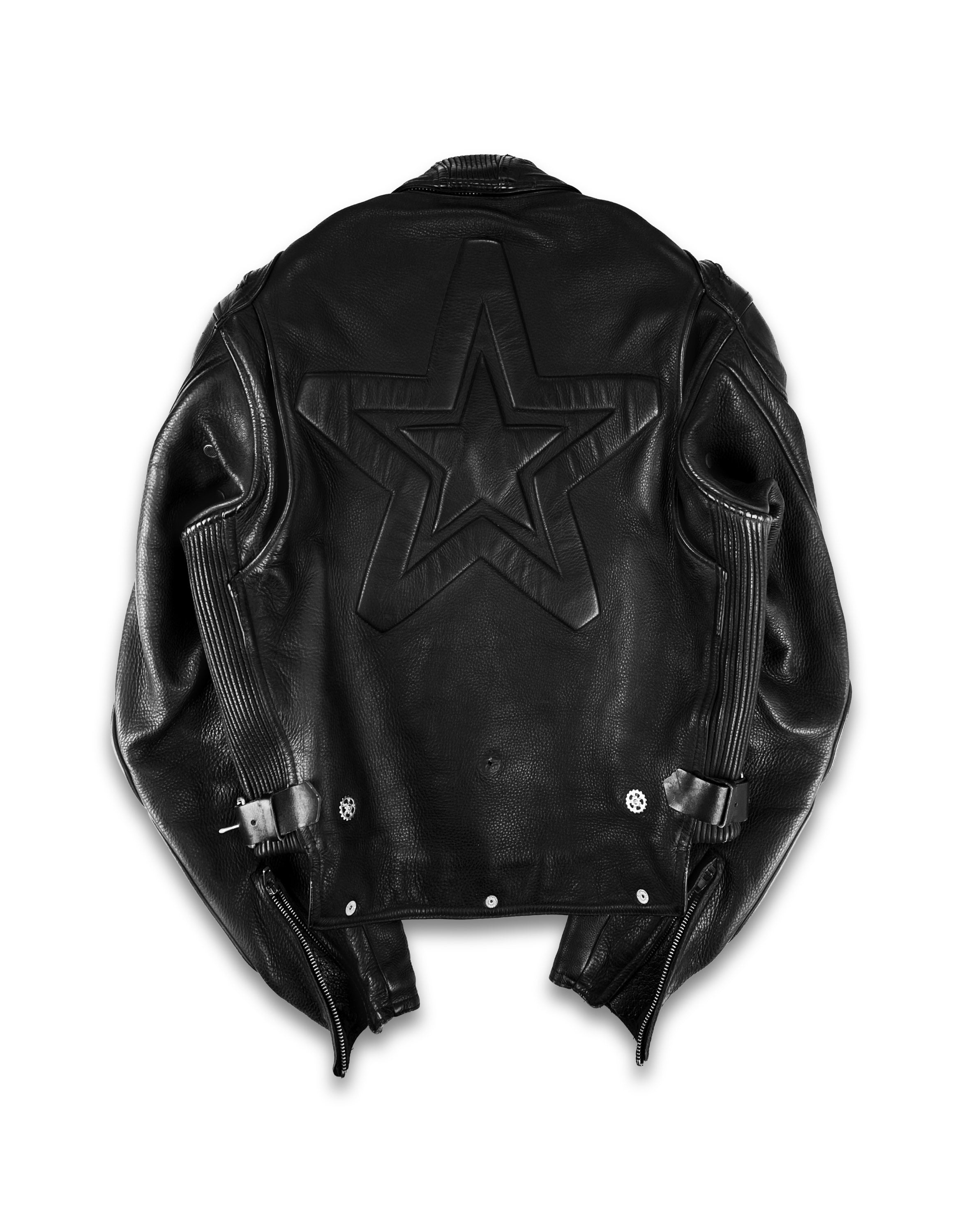 00s Kadoya ‘Star’ Armoured Black Leather Biker Jacket