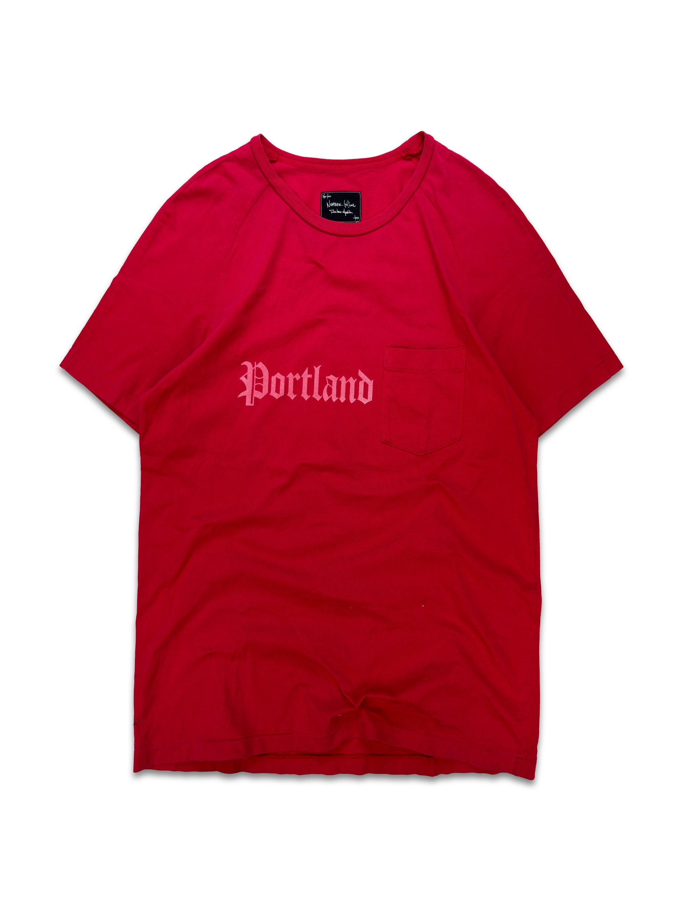 00s Number (N)ine ‘Portland’ Slogan Chest Pocket Red T-Shirt