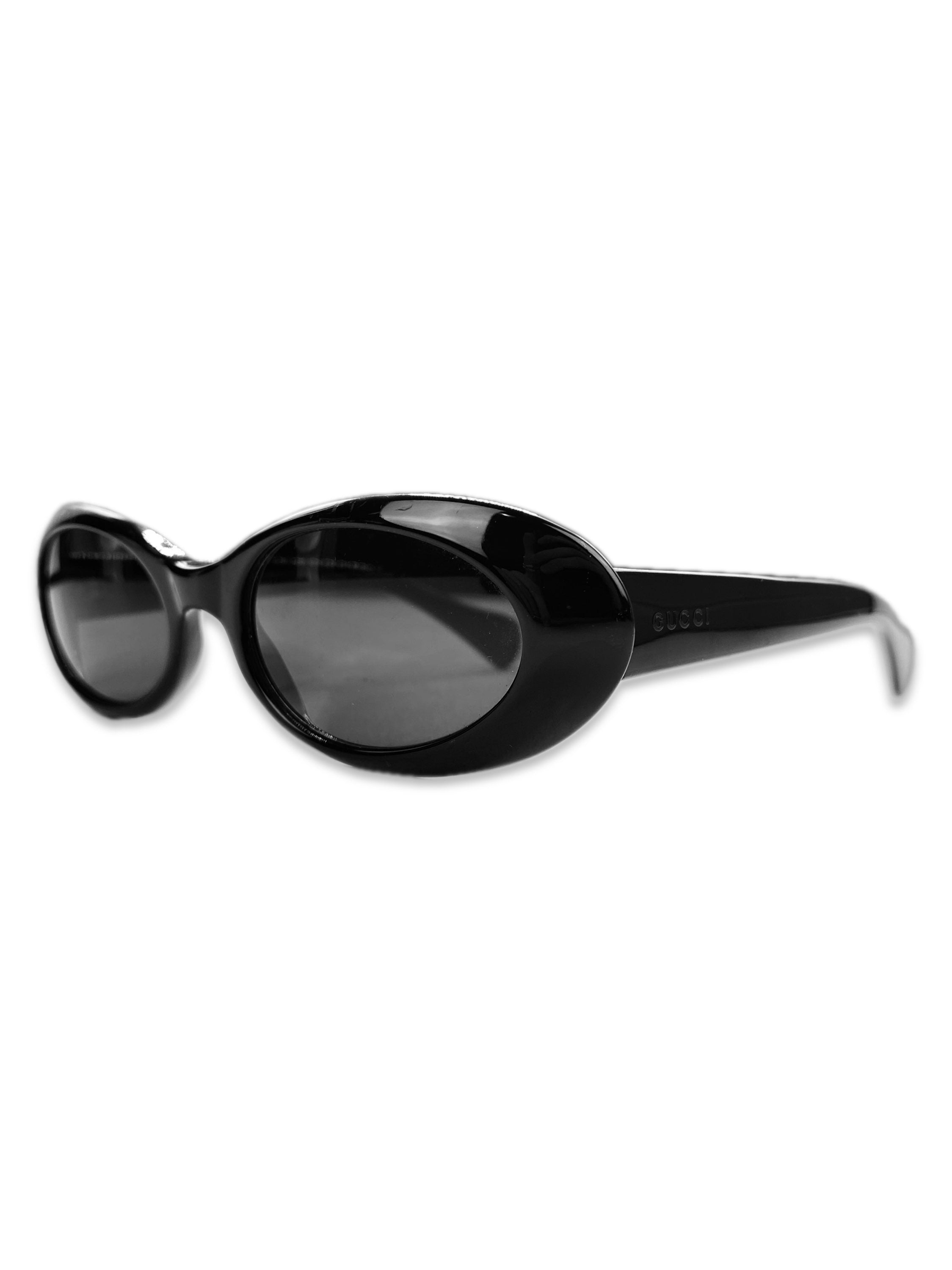 Gucci Black Oval Tint Rounded Frame Sunglasses