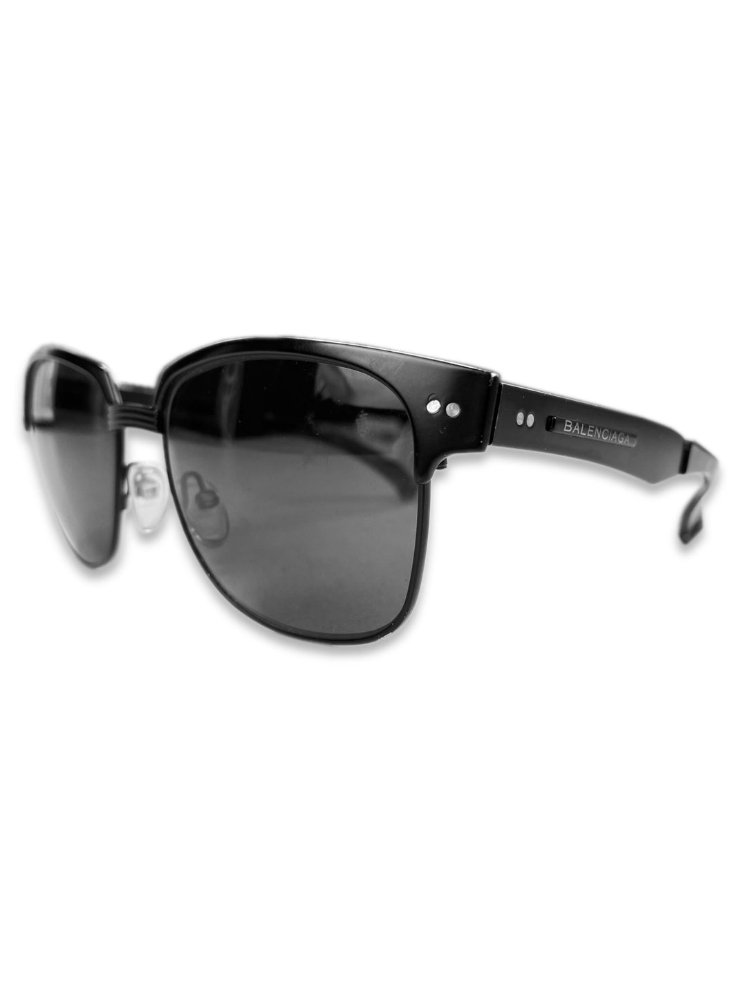 Balenciaga Black Tint Metallic Ombré Clubmaster Sunglasses