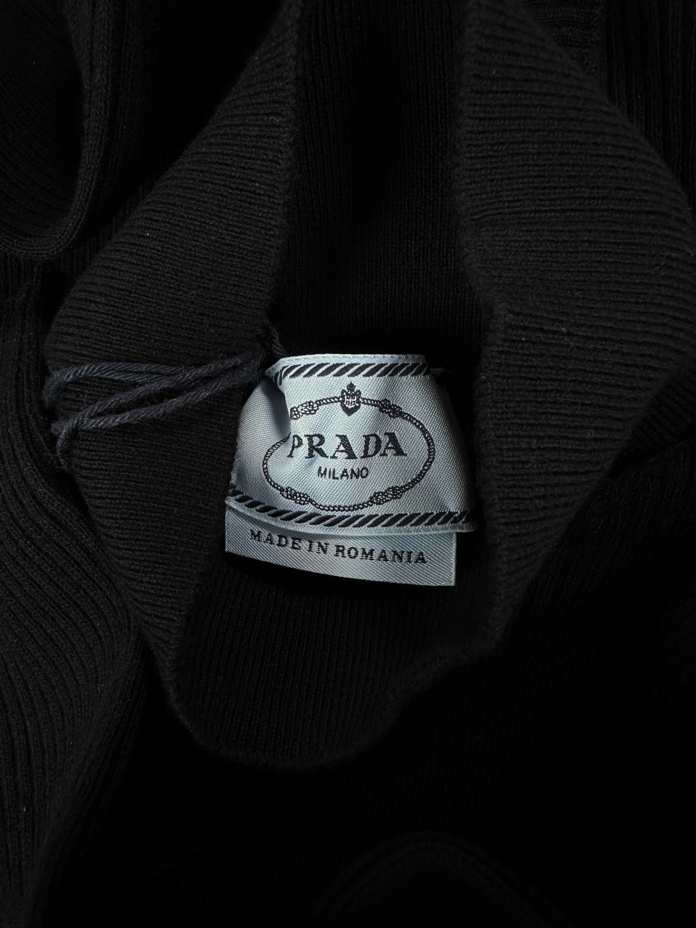 AW22 Prada Black Ribbed High Neck Turtleneck Sweater