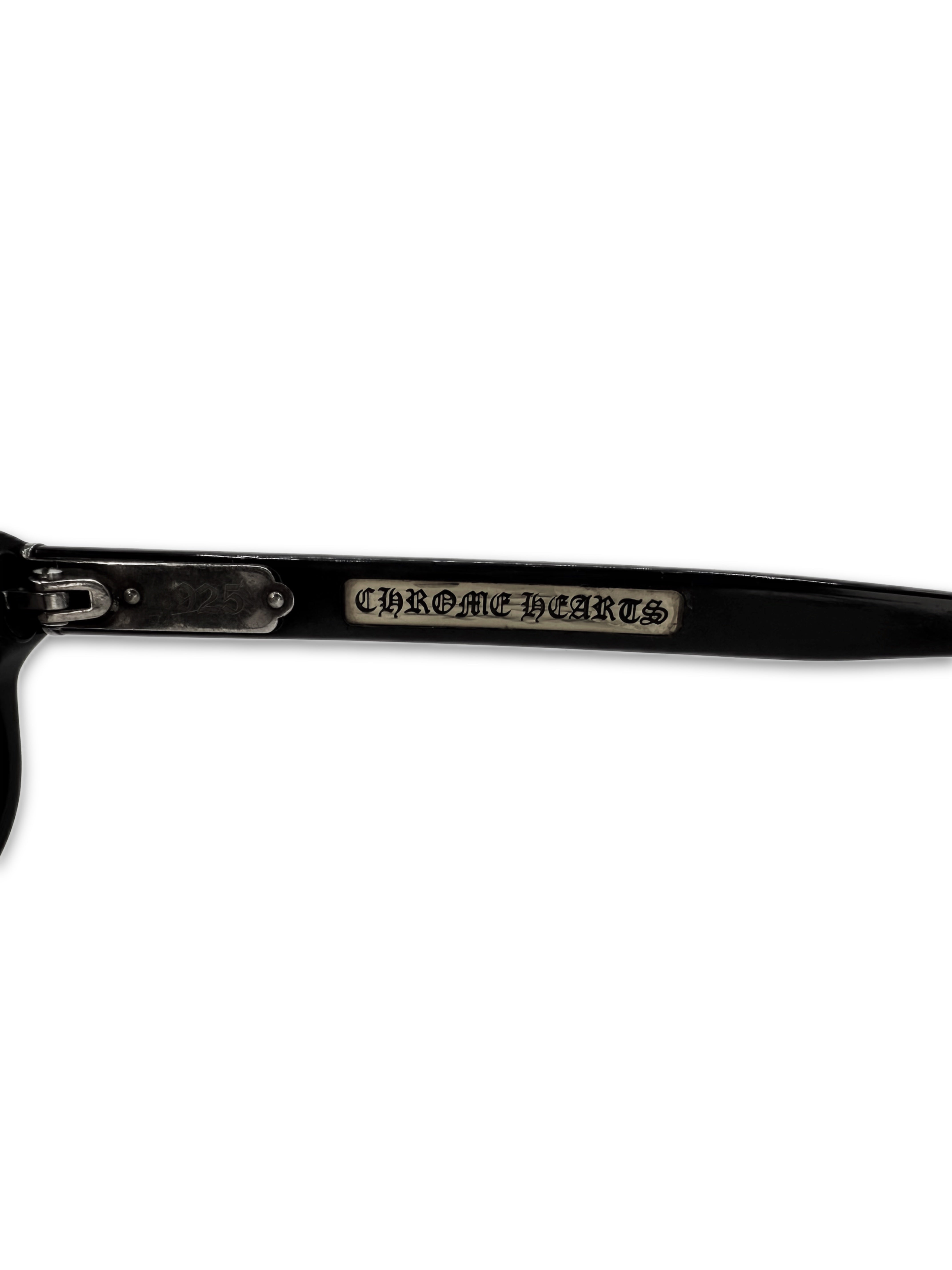 CHROME HEARTS 'LOWRIDER 4' BLACK .925 SILVER OVAL SUNGLASSES