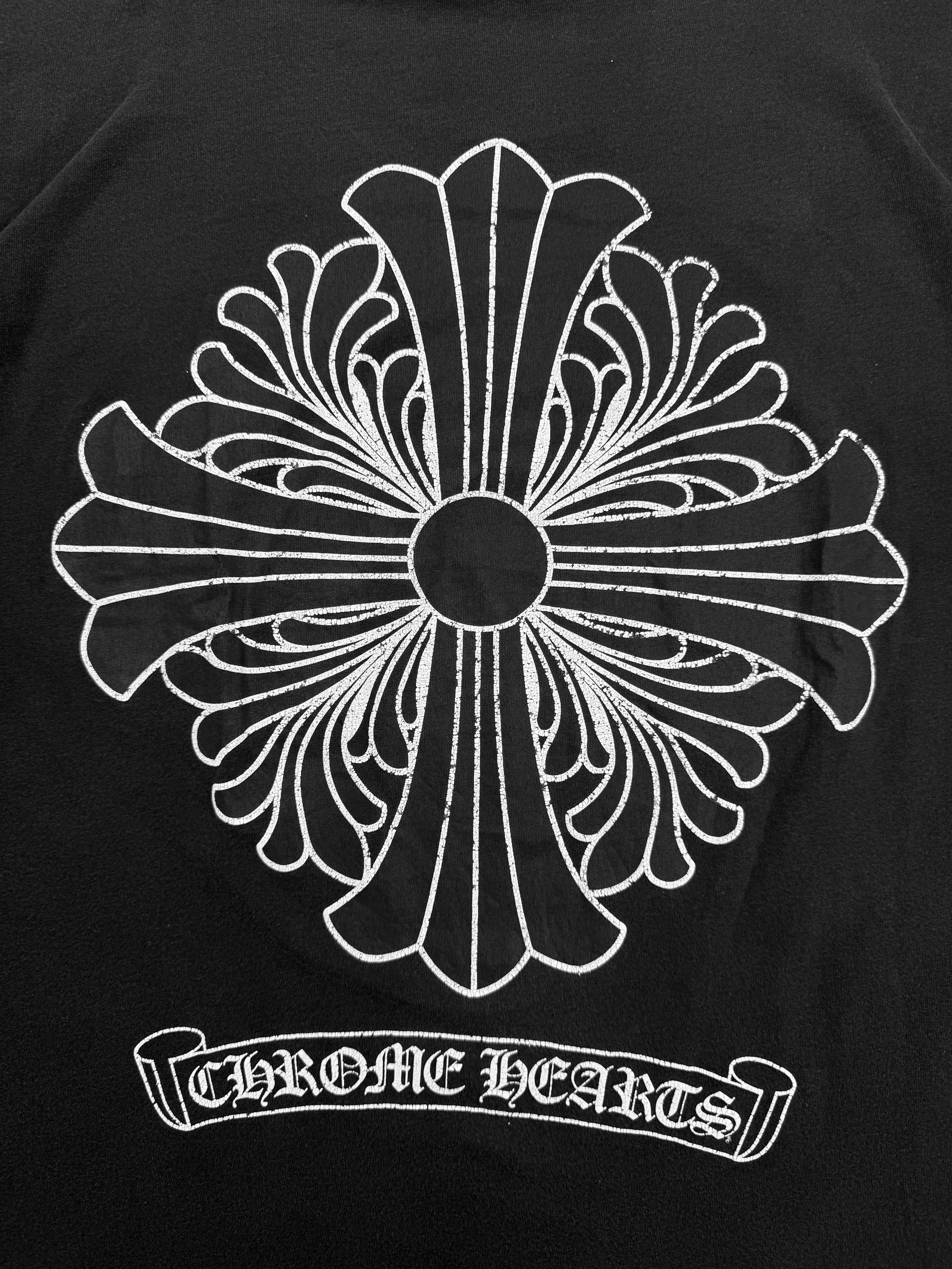 Chrome Hearts Plus Scroll Logo Faded Pocket T-Shirt
