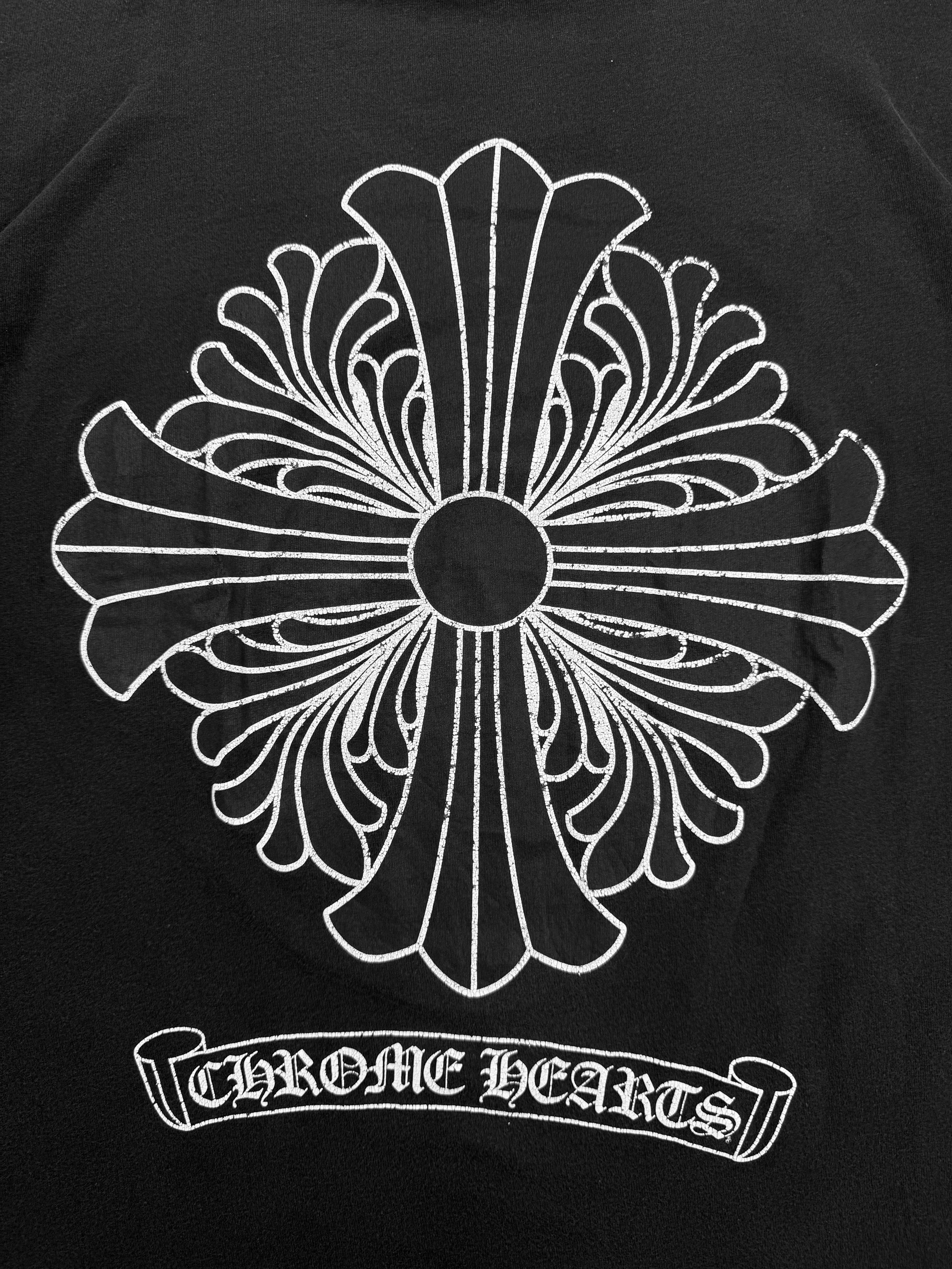 Chrome Hearts Plus Scroll Logo Faded Pocket T-Shirt