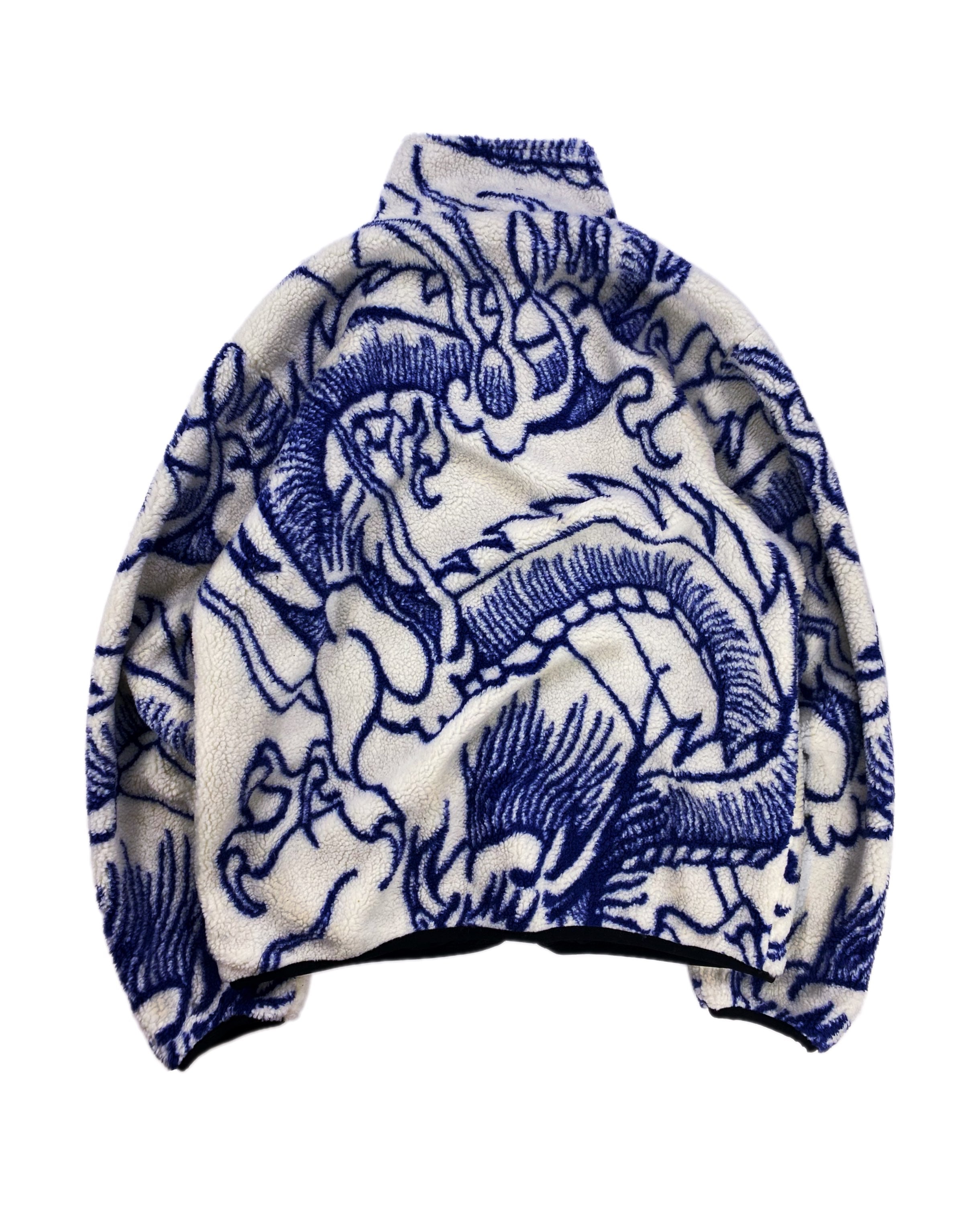AW22 Stüssy ‘Dragon’ Deep Pile Baby Blue Zip-up Fleece Jacket
