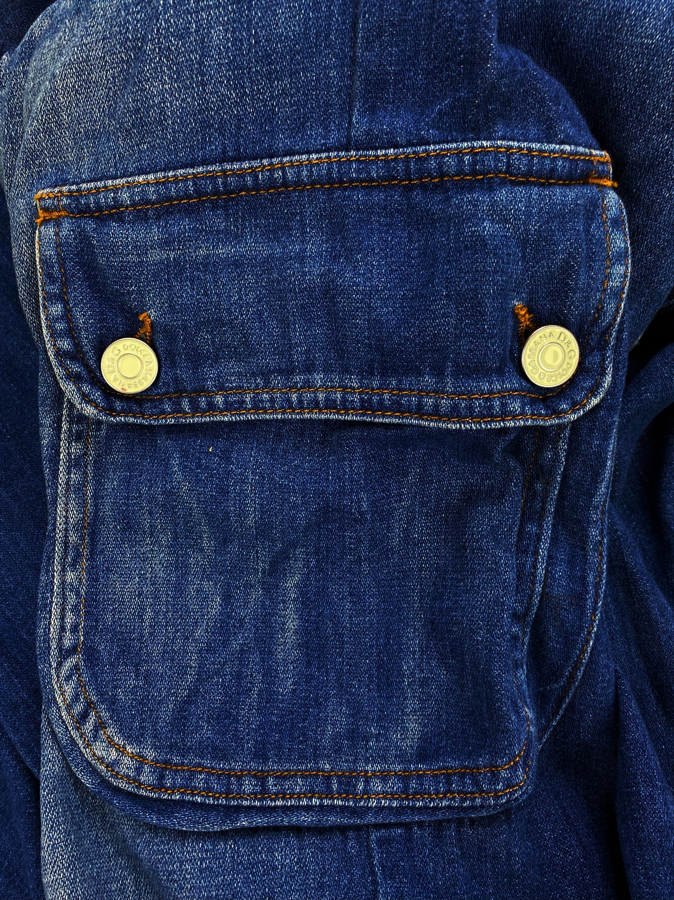 00s Dolce & Gabbana Dark Wash Flared Multi Pocket Cargo Pants