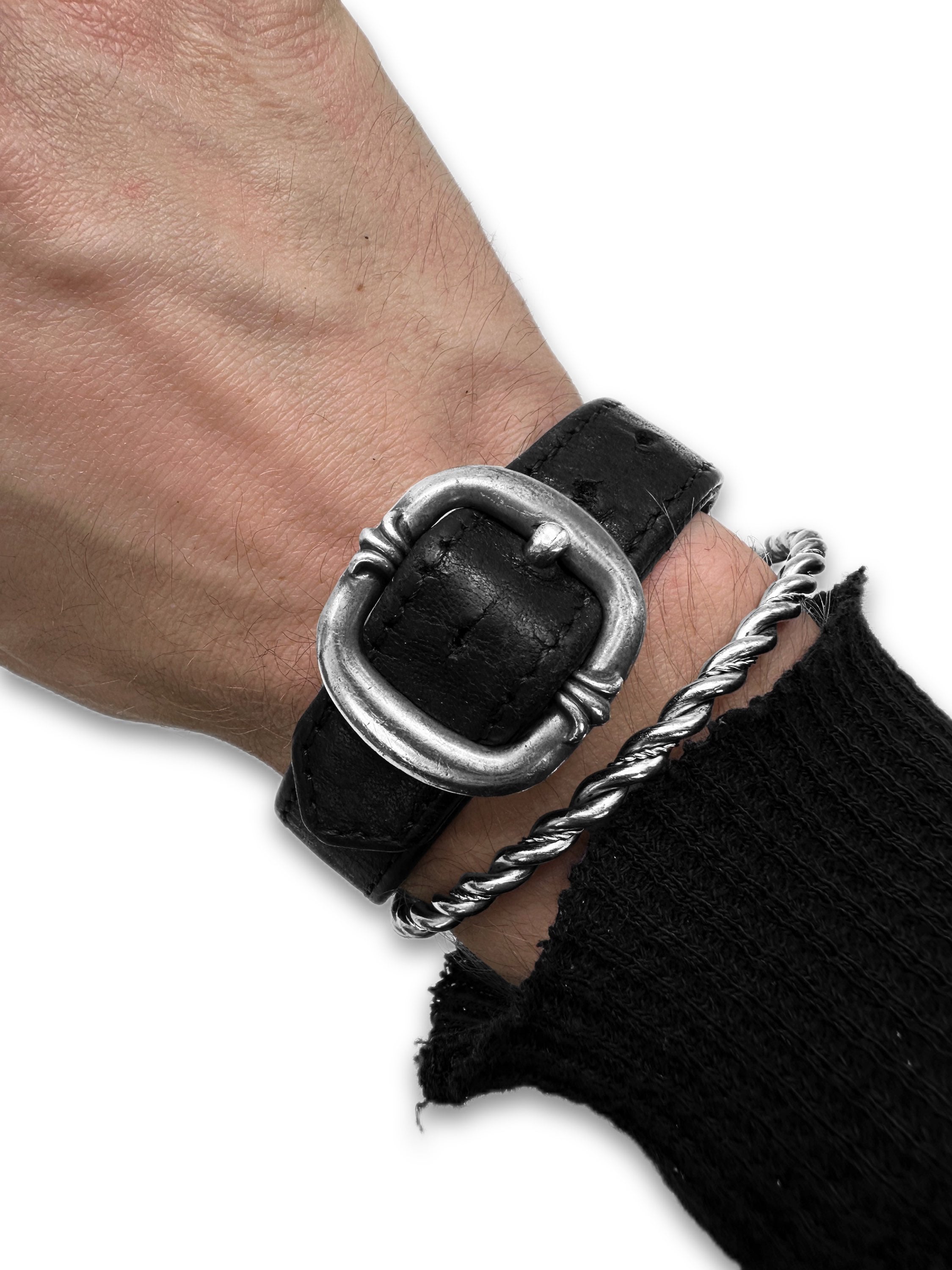 Chrome Hearts ‘Gunslinger’ Buckle .925 Silver Leather Bracelet